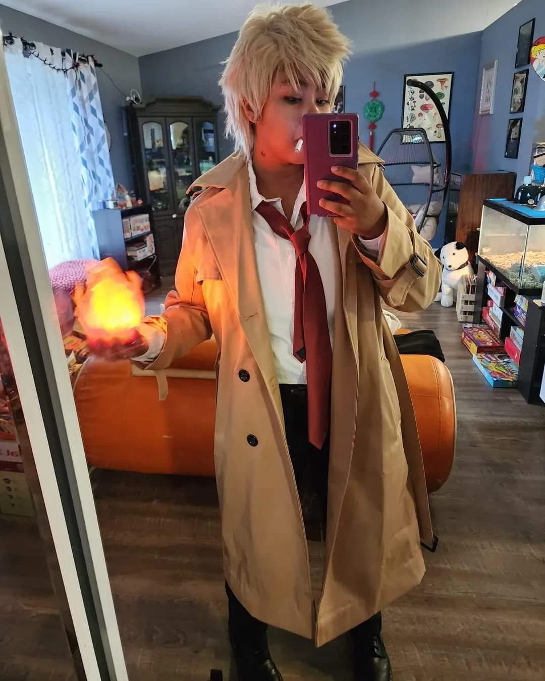 Men's Double Breasted Trench Coat Oversized Casual Windbreaker Lapel Long Jacket Overcoat customer photo 1