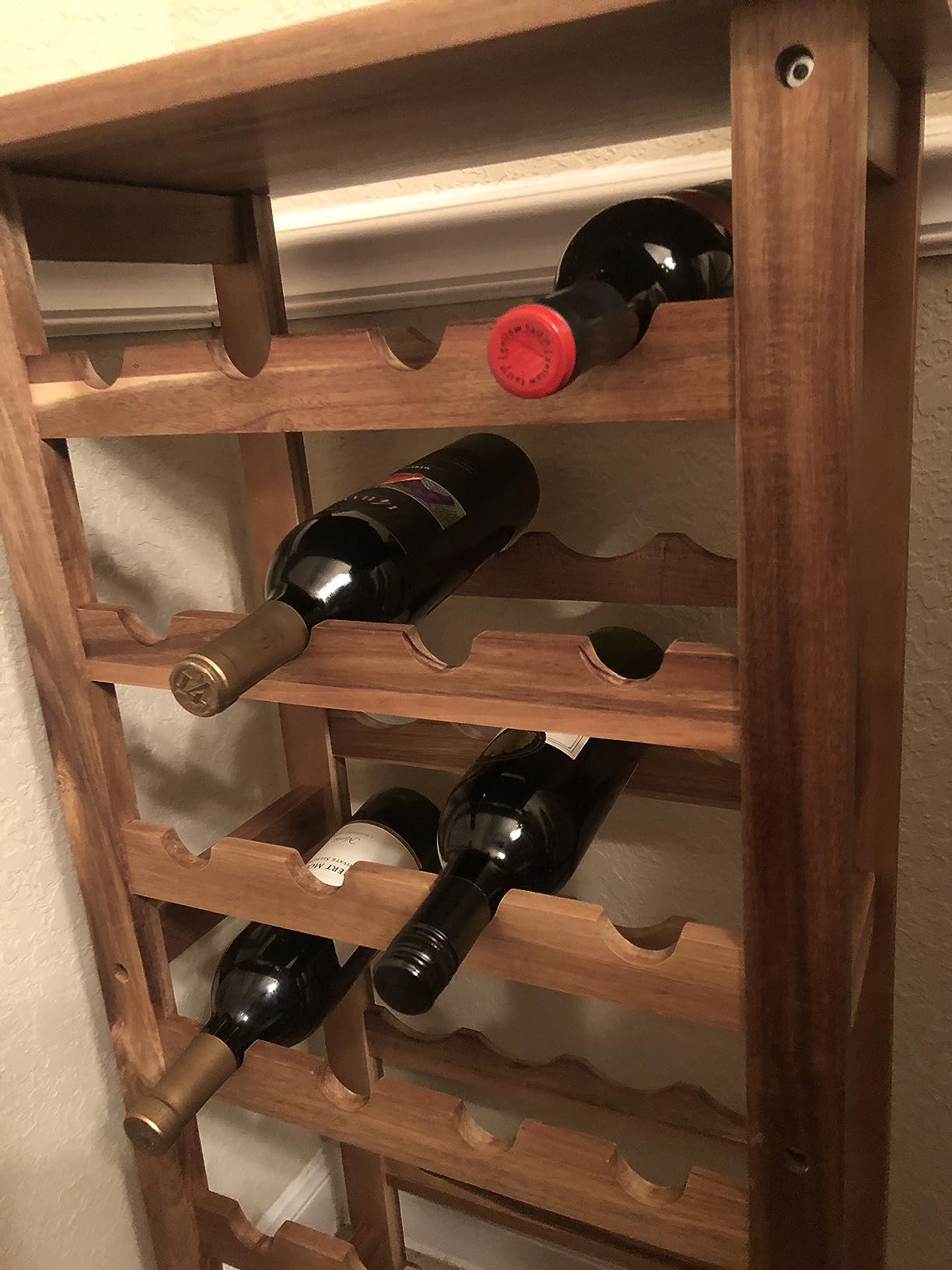 Everous Wine Rack Wood Floor Standing 28 Bottles, 7 Tier Wooden Wine Holder Storage Organizer customer photo 2