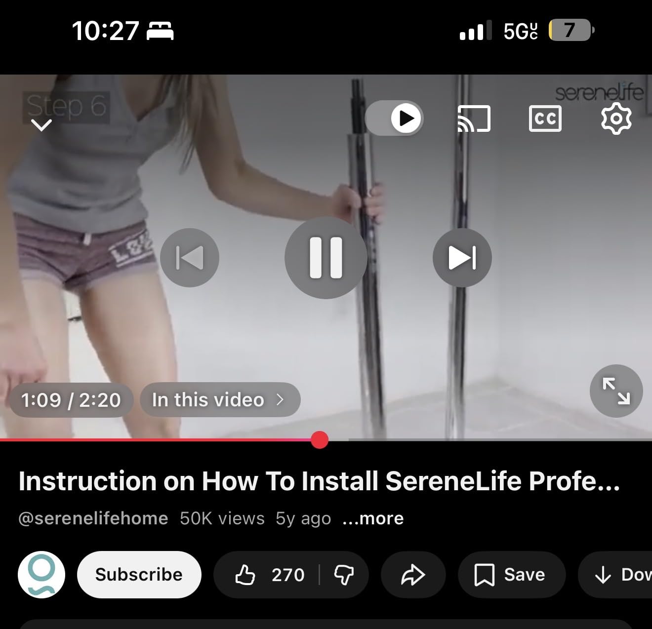 SereneLife Professional Spinning Dance Pole, 45mm Portable Exercise Pole for Fitness - Durable Steel Build, Anti-Rust Finish, Suitable for Home, Club, Gym, Party, Pub customer photo 1