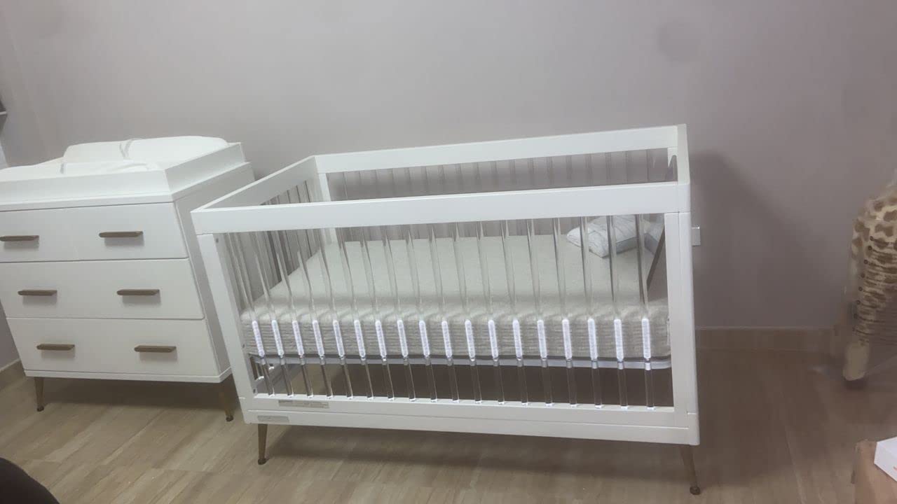 Delta Children Sloane Crib 7-Piece Baby Nursery Furniture Set - Includes: Convertible Crib, Dresser, Changing Top, Crib Mattress, Fitted Sheets, Toddler Guardrail & Changing Pad customer photo 1
