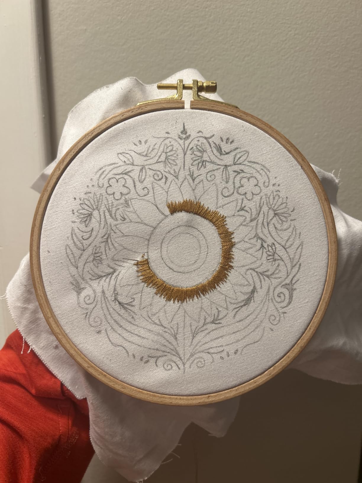 Nurge Premium Quality 8mm Wood Embroidery Hoop, Cross Stitch Hoop with Gold Plated Adjustable Brass Screw for DIY Projects No:2 customer photo 1