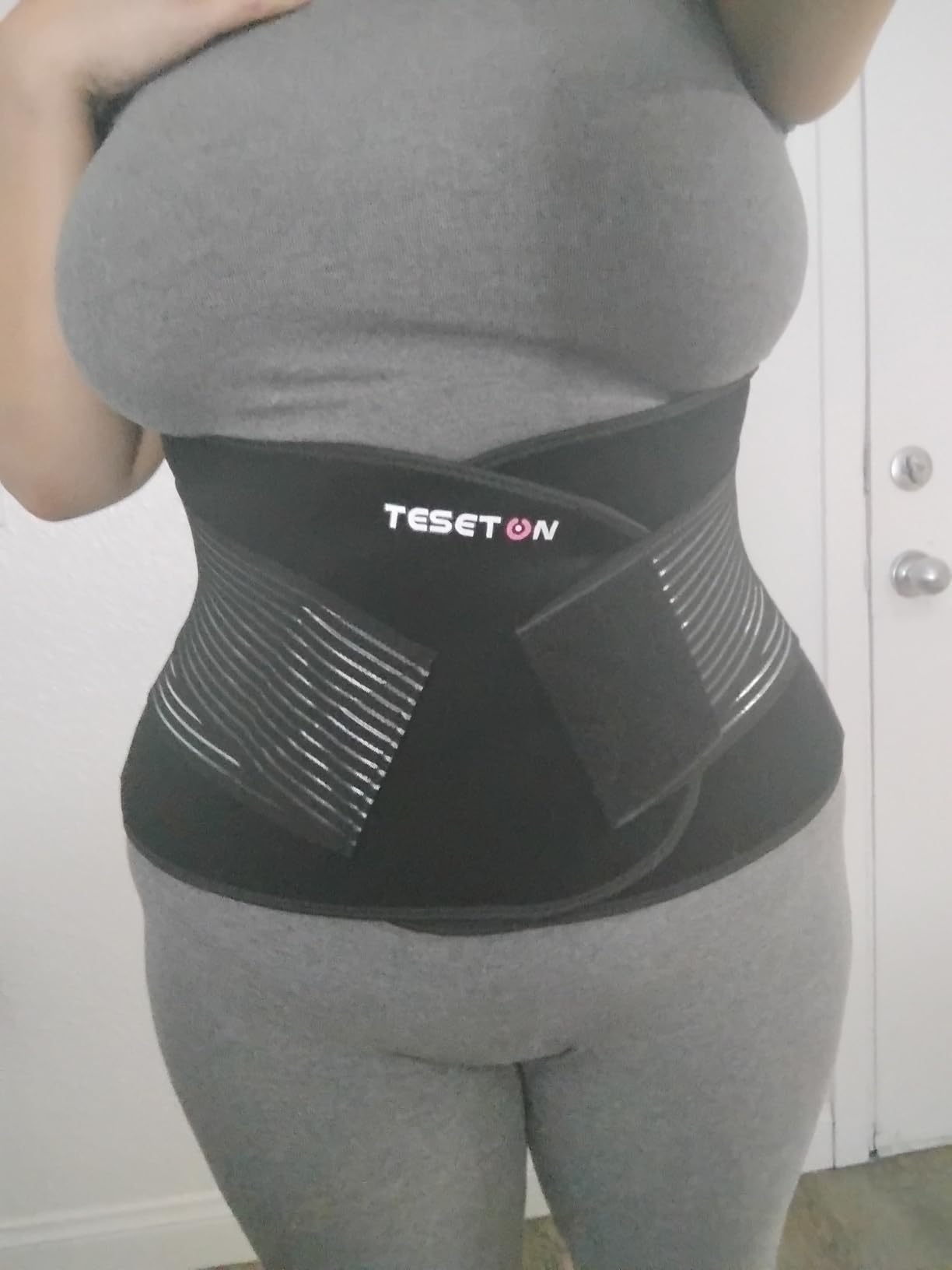 TESETON Back Brace for Men and Women, Back Support Belt Relief Lower Back Pain Herniated Disc, Sciatica, Scoliosis, Breathable Mesh, Lumbar Support Belt with 8 reinforced Bones 02 Black-M customer photo 2