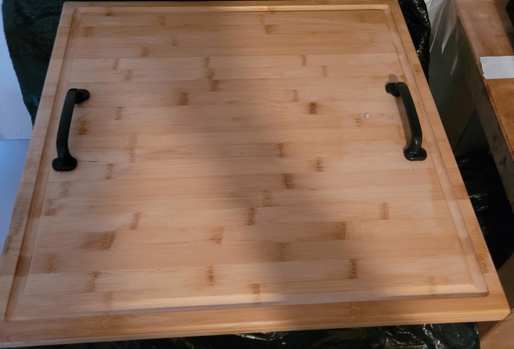 Utoplike Extra Large XXXL Bamboo Cutting Board 24 x16 Inch, Largest Wooden Butcher Block for Turkey, Meat, Vegetables, BBQ, Over the Sink Chopping Board with Handle and Juice Groove, Thickness 1.25 customer photo 2