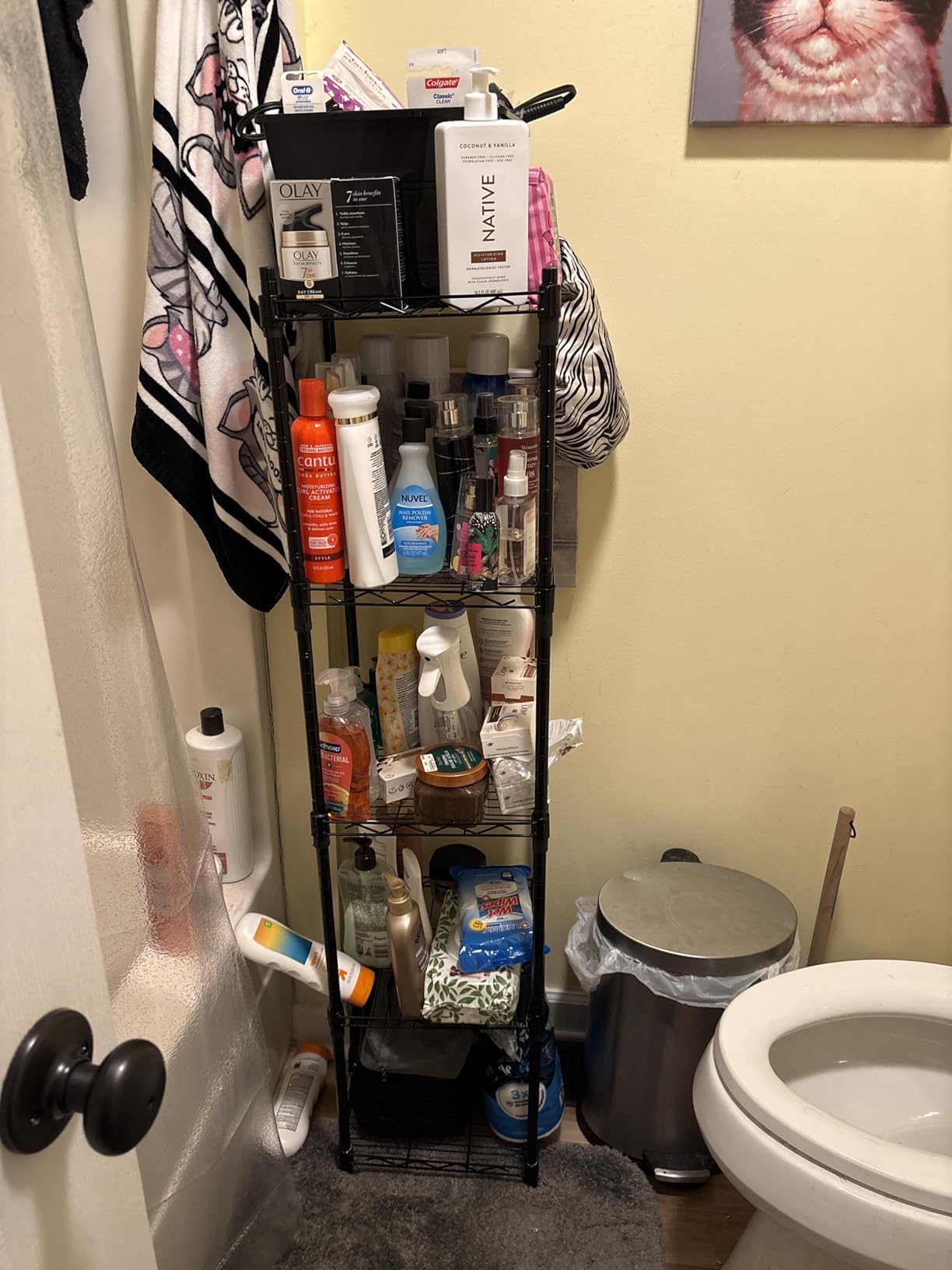 GIOTORENT 5 Tier Standing Shelving Metal Units, Adjustable Height Wire Shelf Display Rack for Laundry Bathroom Kitchen 11.8 W x 11.8 D x 50 H (5-Tier, Black) customer photo 1