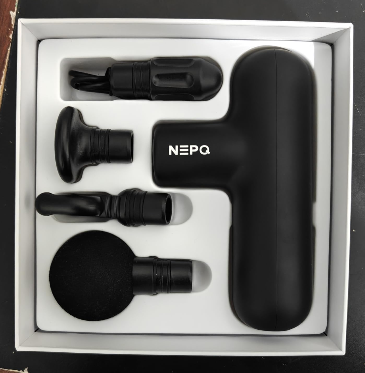 NEPQ Mini Massage Gun, Powerful Fascial Gun Portable Deep Tissue Percussion Muscle Back Head Massager for Pain Relief with 4 Massage Heads customer photo 1