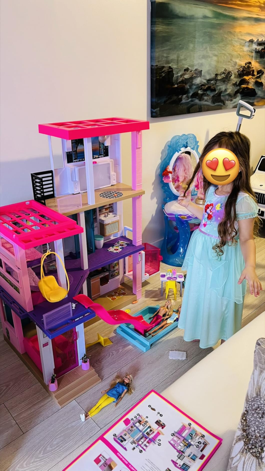 Barbie Dreamhouse (3.75-ft) 3-Story Dollhouse Playset with Pool & Slide, Party Room, Elevator, Puppy Play Area, Customizable Lights & Sounds, 75+ Pieces, Gift for 3 to 7 Year Olds (Amazon Exclusive) customer photo 1
