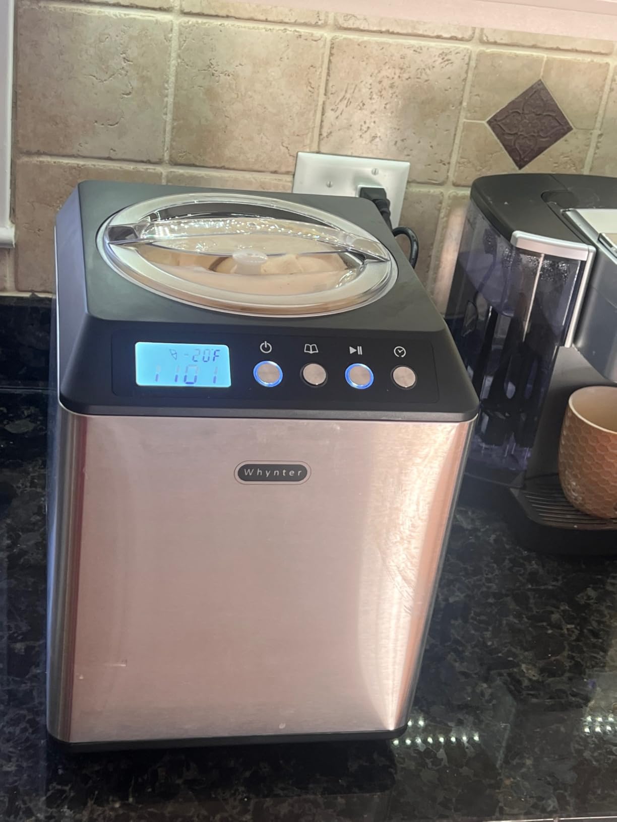 Whynter Ice Cream Maker Machine Automatic 1.28 Qt Upright with Built-In Compressor, LCD Digital Display & Timer, No Pre-Freezing, ICM-128BPS, Black/Pink customer photo 2