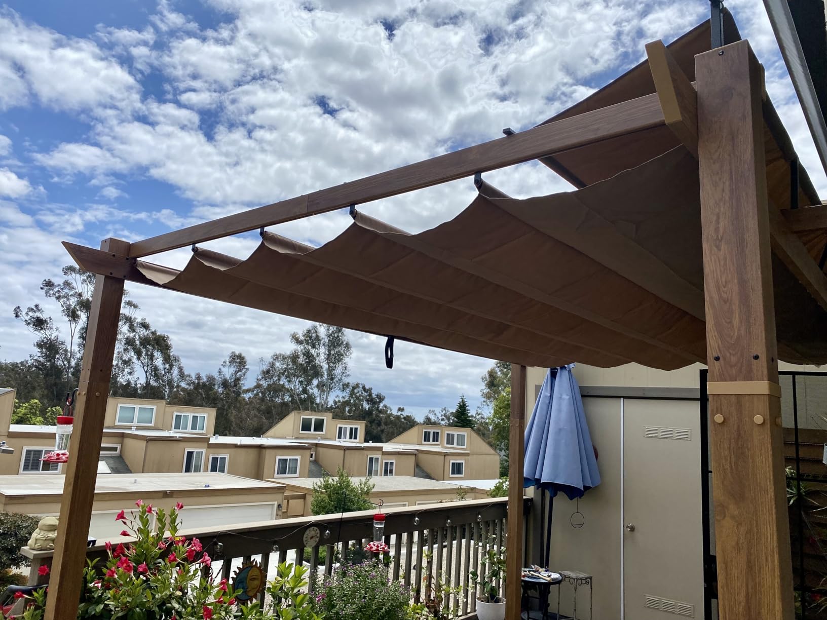 Domi Outdoor Living 10' X 10' Outdoor Retractable Pergola with Weather-Resistant Canopy Aluminum Garden Pergola Patio Grill Gazebo for Courtyard customer photo 2