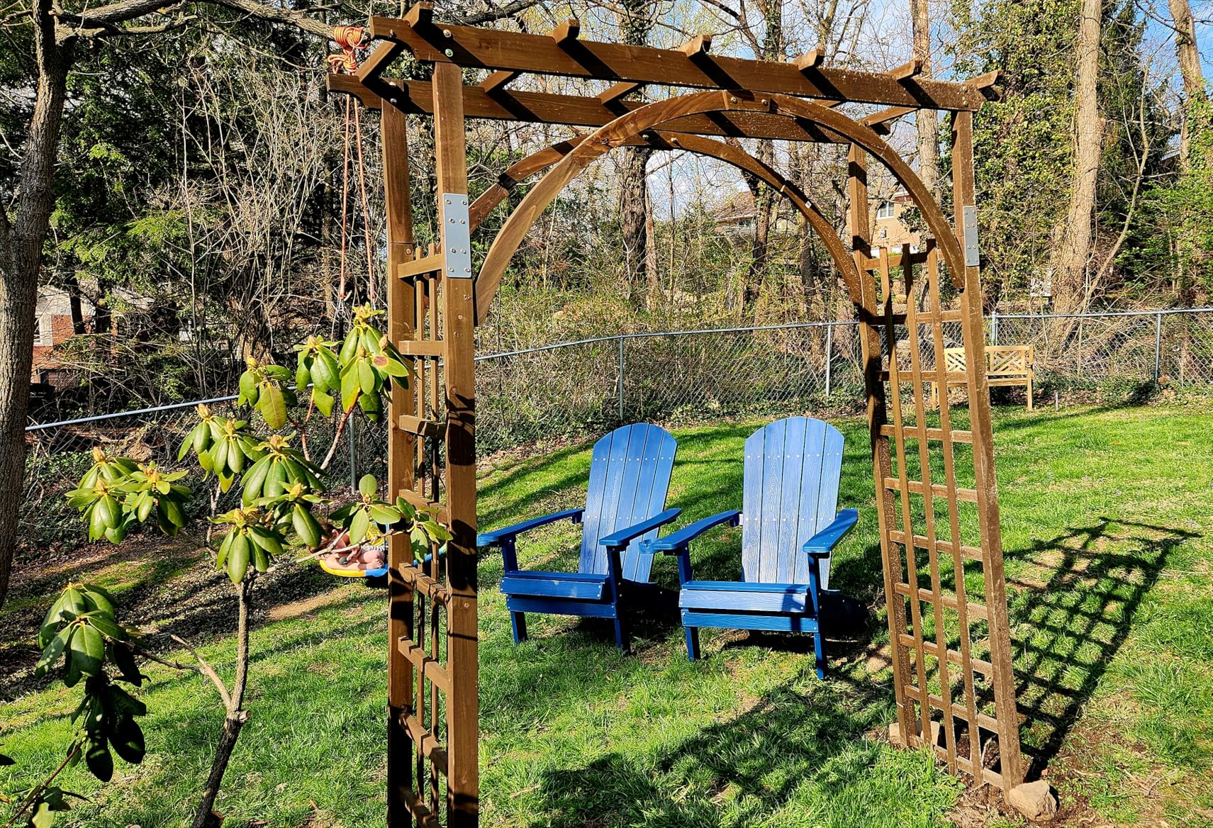 Adirondack Chair Weather Resistant: Outdoor Chair HIPS Plastic Adirondack Chairs - Patio Chairs with Cup Holder & Wood Texture - Lawn Fire Pit Deck Porch Garden Chairs for Adults (Blue) customer photo 1