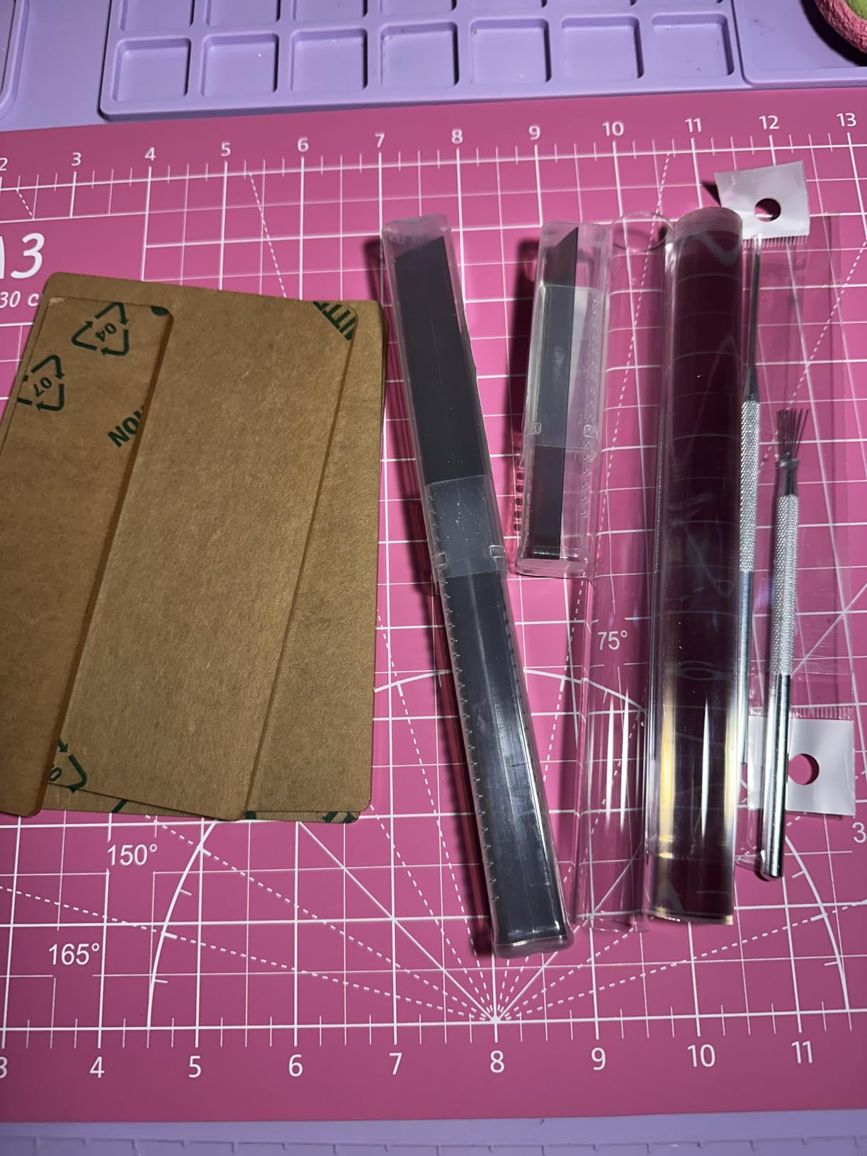 12 Pieces Polymer Clay Cutter Tools Acrylic Roller Pin for Sculpting Craft Shaping Knife Ceramic Cutters Slicer Kit Clear Rectangle Sheet Press Board Wire Texture Set Needle Detail Modelling Supplies customer photo 2