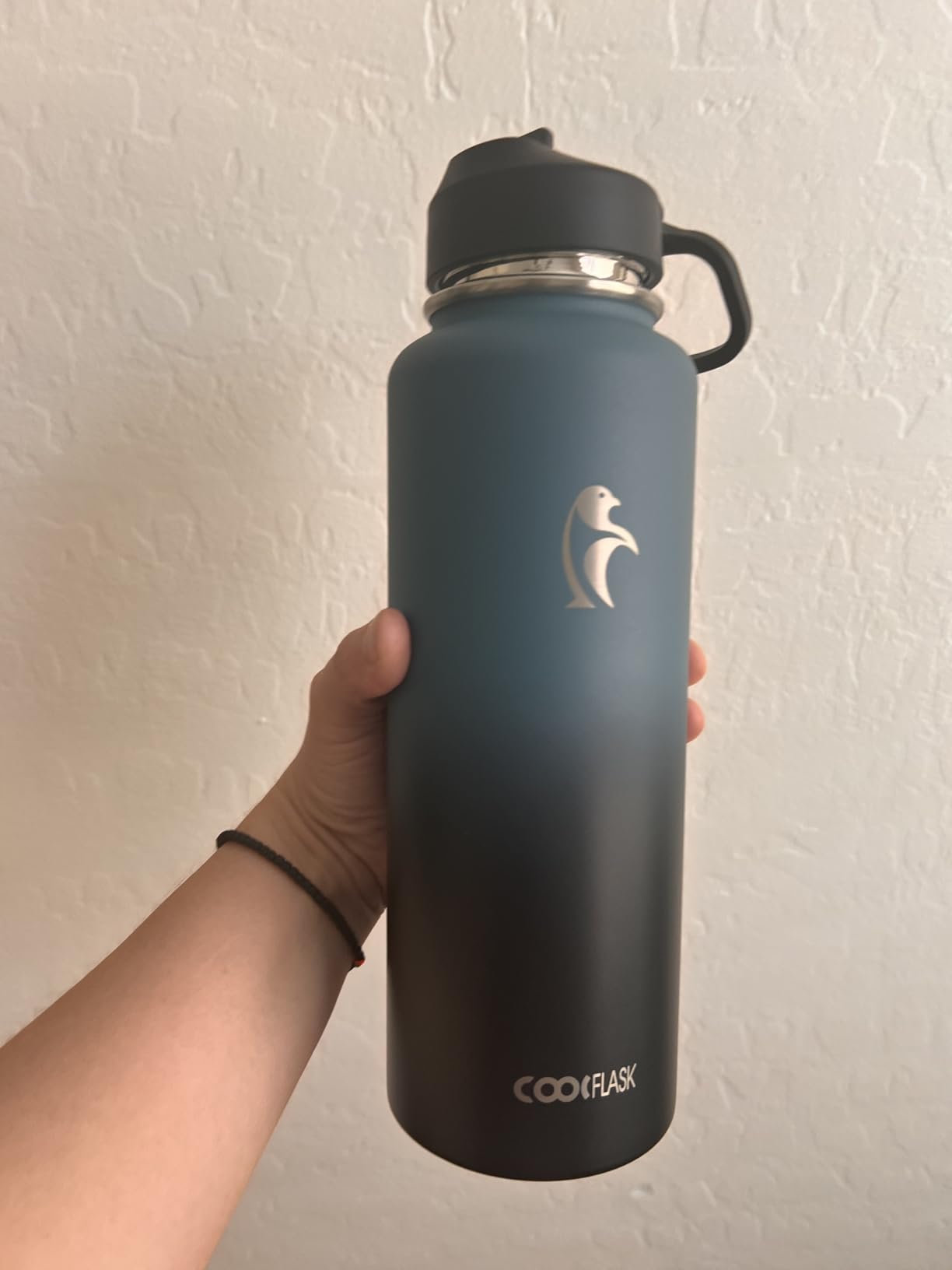 Half Gallon Water Bottle Insulated with Straw & 3 Lids, Coolflask 64 oz Water Jug Large Metal Stainless Steel Wide Mouth for Sports, Gym or Office, Non-BPA Keep Cold 48H Hot 24H, Samurai Cyan customer photo 1