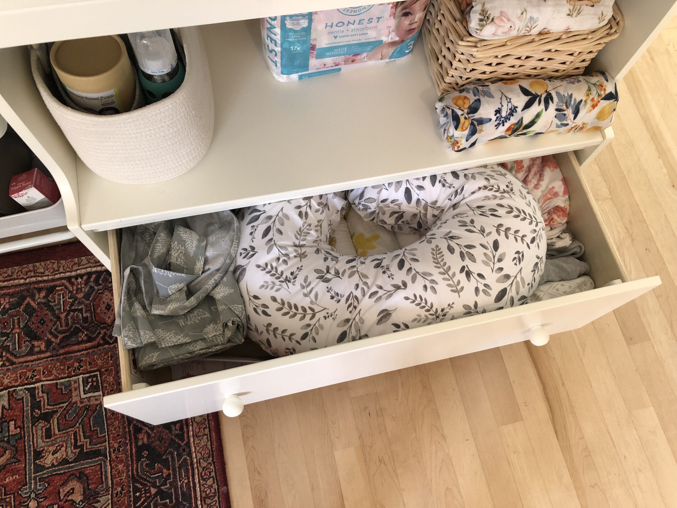 Delta Children Essex Convertible Changing Table with Drawer, Bianca White/Natural customer photo 1