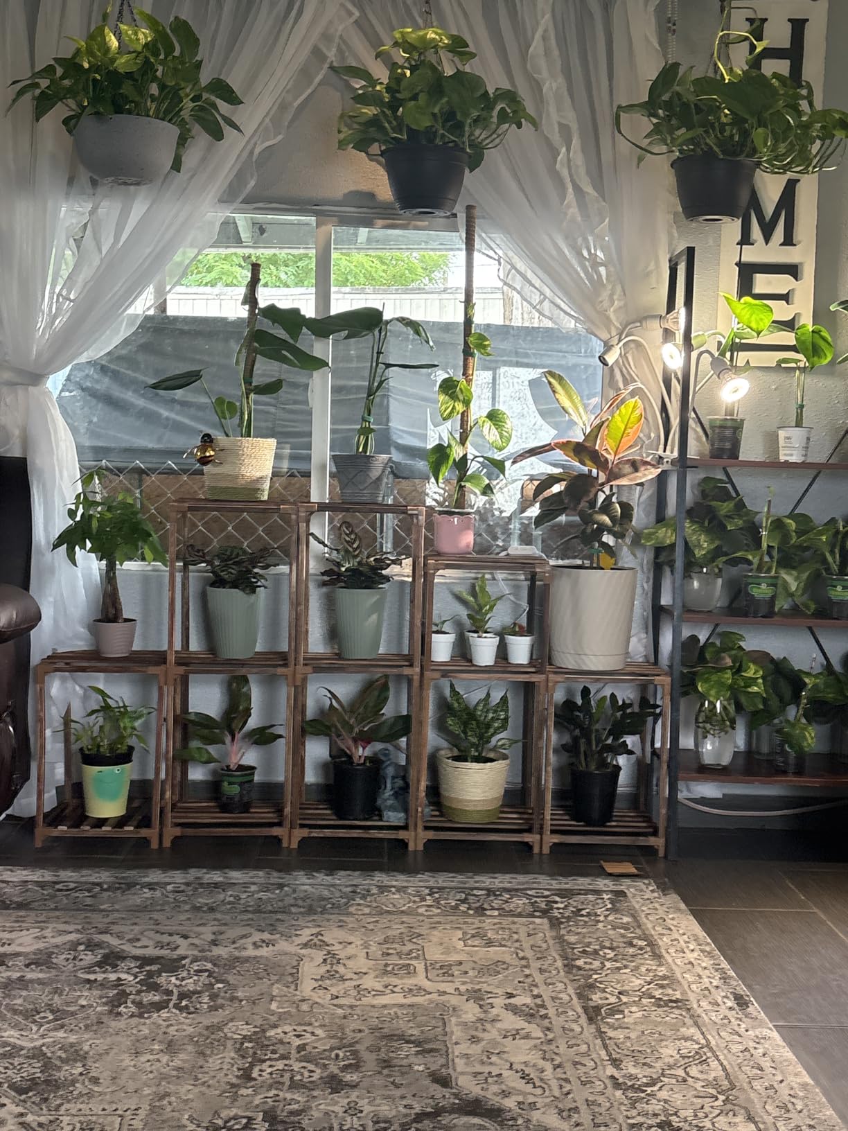 Bamworld Plant Stands Indoor 4 Sets Plant Shelves Outdoor Wooden Plant Holder for Multiple Plants Flower Stands for Living Room Balcony Garden Patio Lawn Window customer photo 1