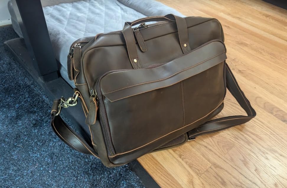Masa Kawa Leather Briefcase for Men 17/15.6 Inch Laptop Crossbody Shoulder Messenger Bag Business Travel Work Attache Case customer photo 1