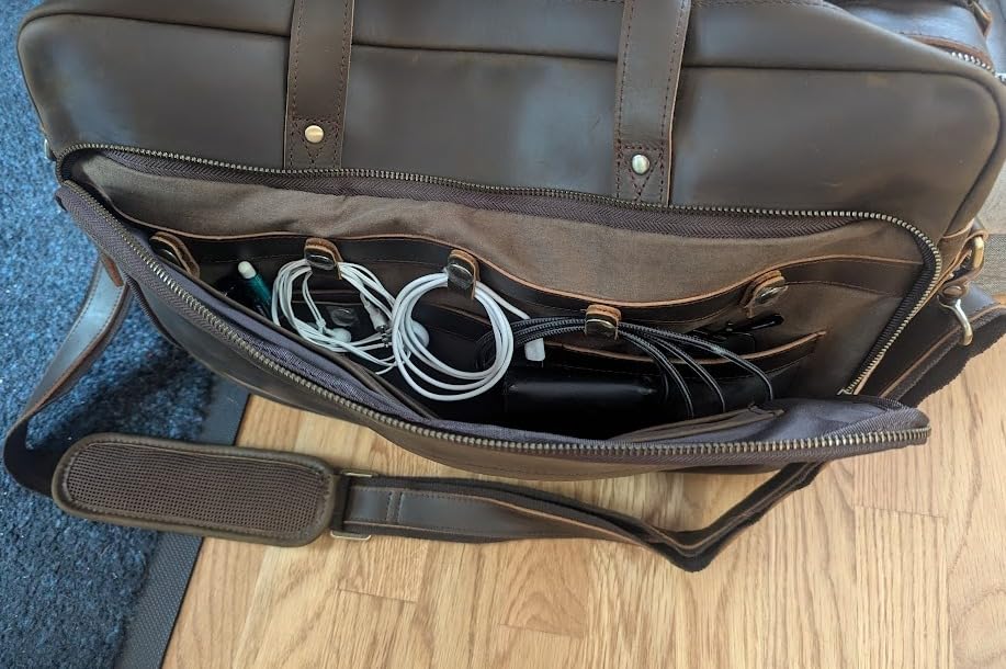 Masa Kawa Leather Briefcase for Men 17/15.6 Inch Laptop Crossbody Shoulder Messenger Bag Business Travel Work Attache Case customer photo 2