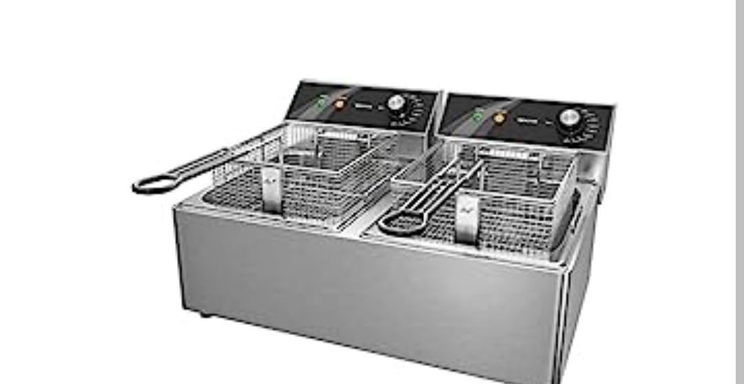 Commercial Deep Fryer Stainless Steel Dual Tank Electric Deep Fryer with 2 Baskets Capacity 2 X 10L Electric Countertop Fryer for Restaurant and Home Use, 120V 3600W customer photo 1