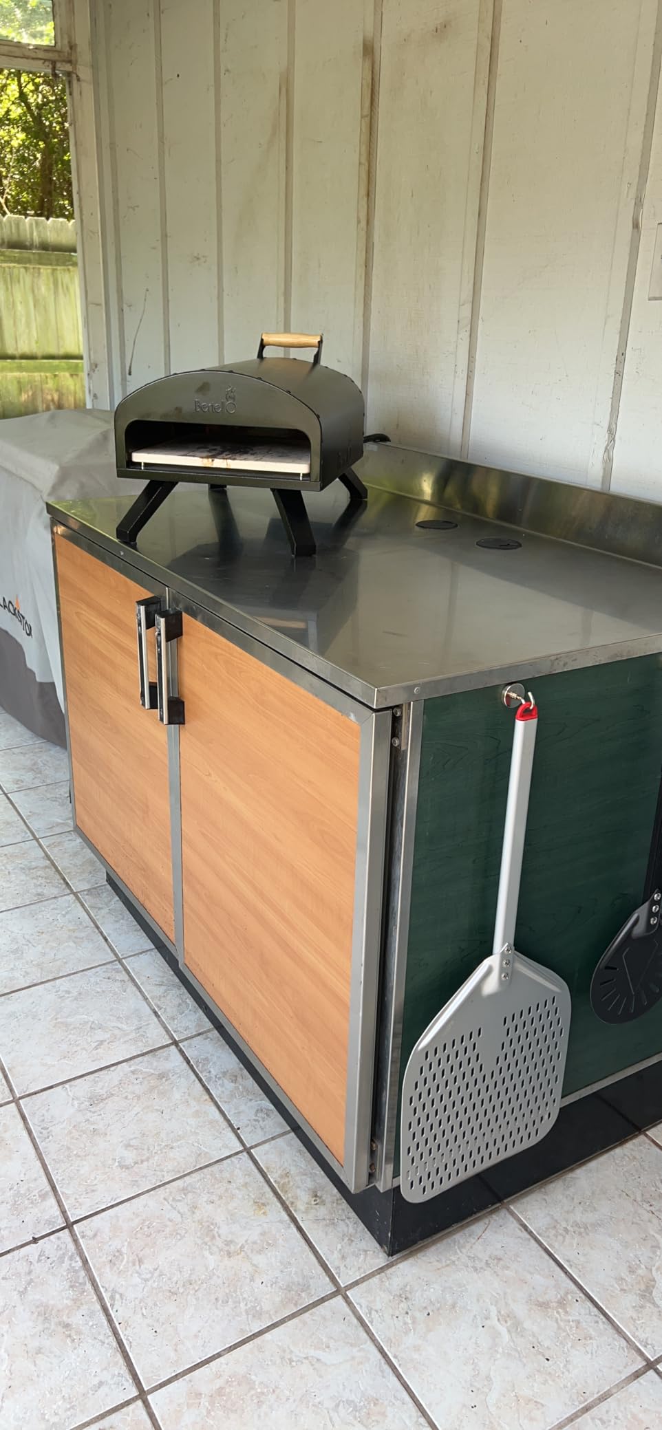 Bertello SimulFIRE Outdoor Pizza Oven Bundle - Wood Fire Portable 12 inch Brick Oven with Gas Burner, Peel, Wood Tray, Cover, & Thermometer - Portable Pizza Maker - As Seen on SHARK TANK customer photo 2