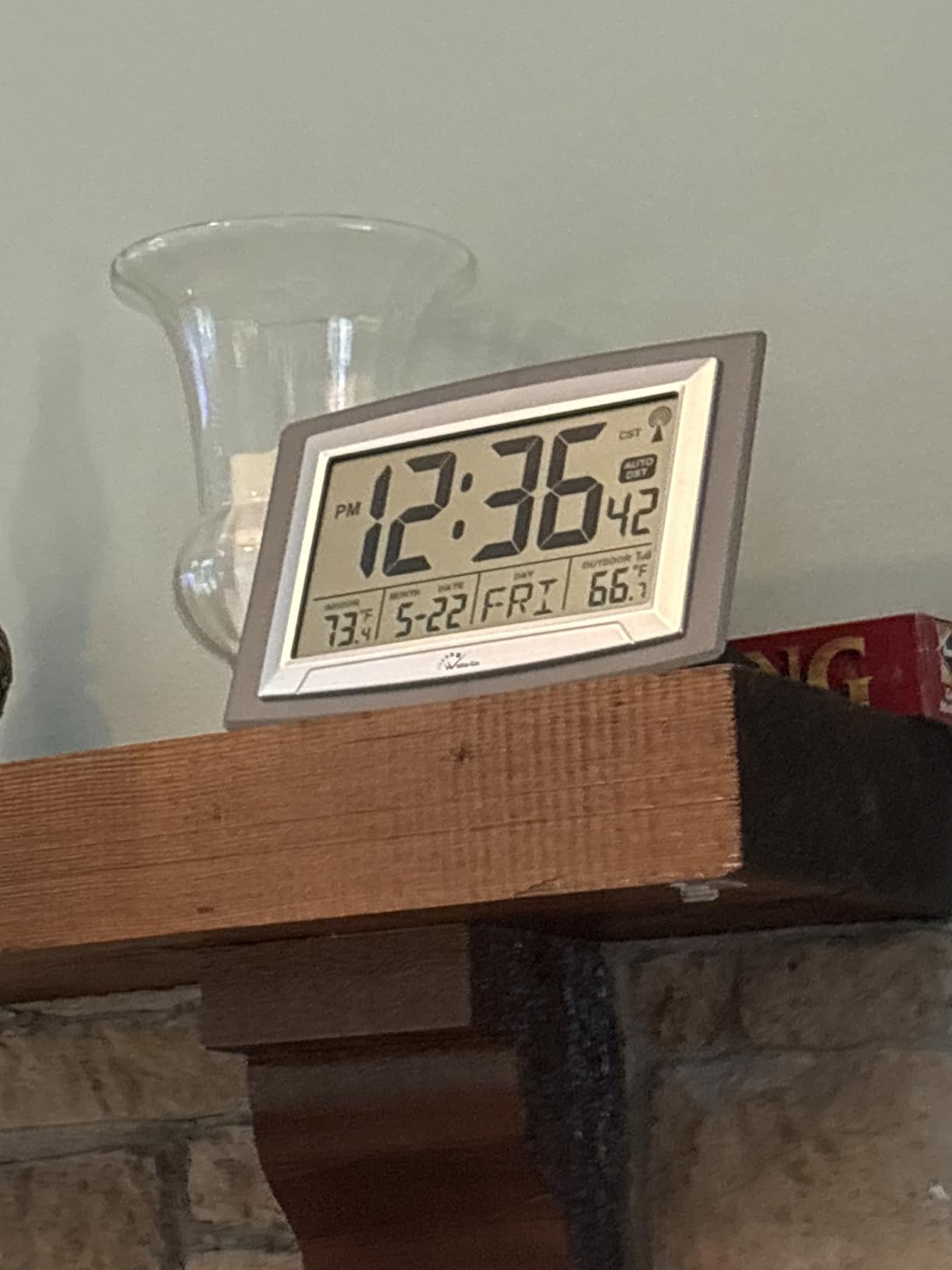 WallarGe Atomic Clock with Outdoor and Indoor Temperature - 12.5 Inch Self-Setting Digital Clock Large Display, Battery Operated Wall Clocks or Desk Clocks for Bedroom, Livingroom, Office customer photo 1