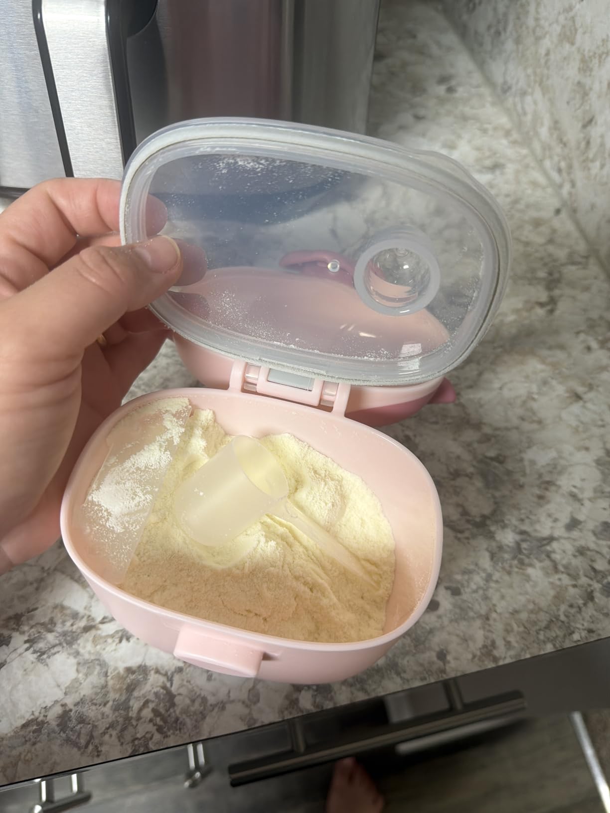 NCVI Baby Formula Dispenser On The Go, Formula Container To Go, Formula Holder for Travel, Outdoor Picnic with Baby Infant, Portable Container for Milk Powder, Snacks, Candy, Fruits (Green) customer photo 2