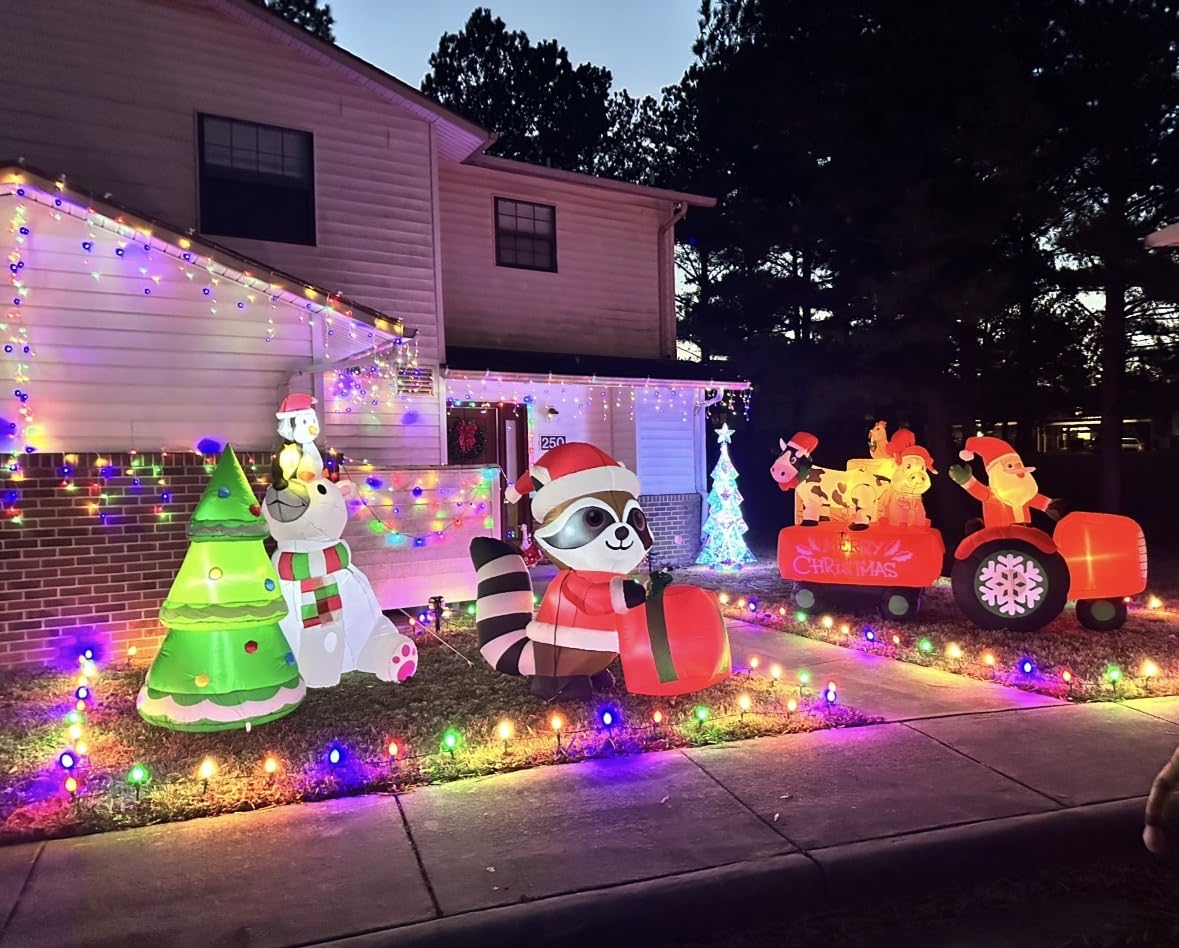 Joiedomi 6 FT Long Christmas Inflatable Polar Bear and Penguin with Campfire Decoration, Blow Up Yard Decoration with Build-in LEDs customer photo 2