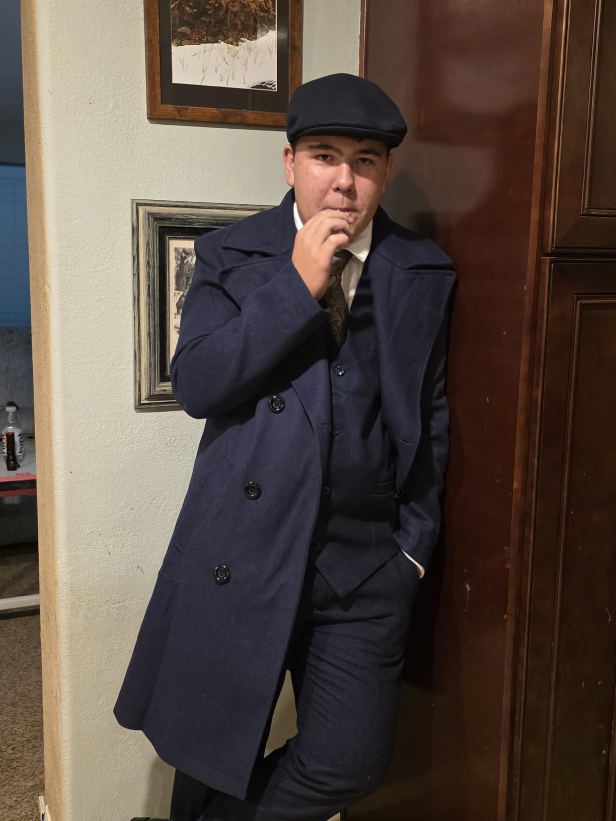 Mens Double Breasted Trench Coat Casual Lapel Collar Business Winter Long Overcoats customer photo 2