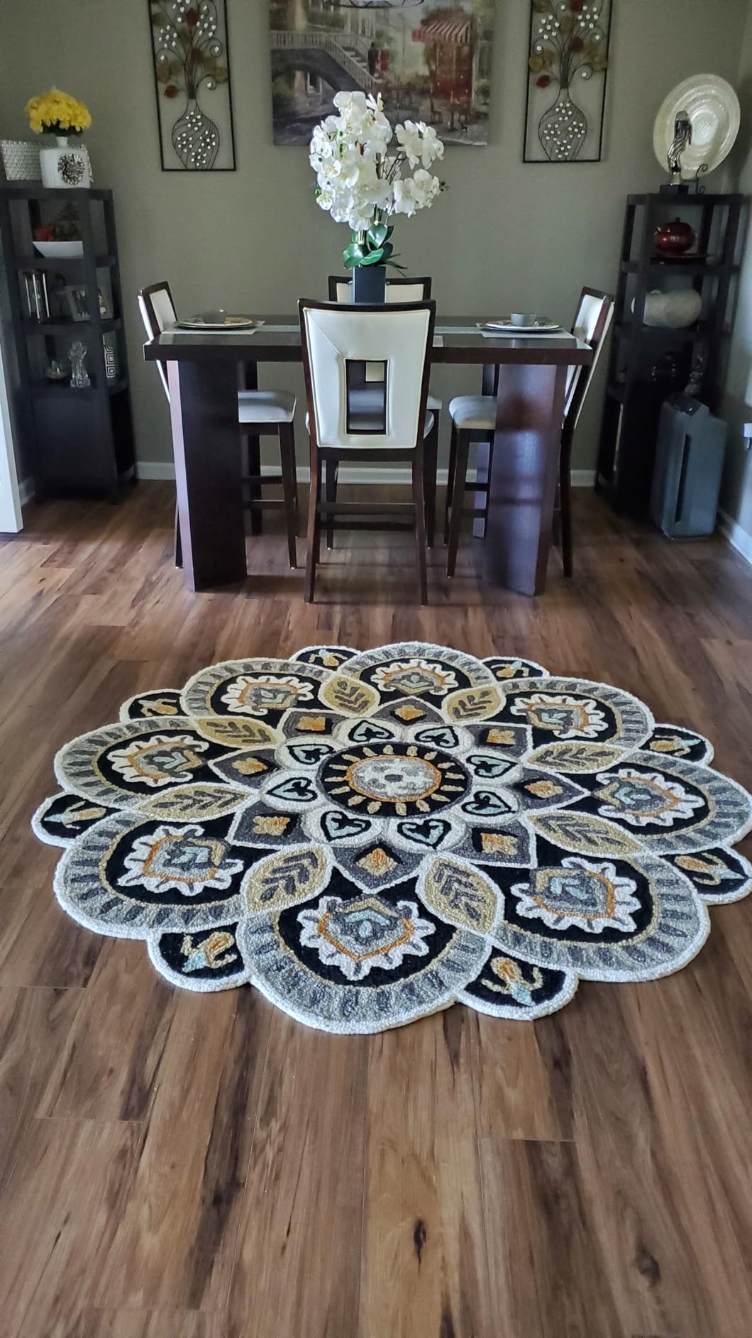 SAFAVIEH Novelty Collection 8' Round Ivory/Blue NOV604M Handmade Floral Premium Wool Entryway Foyer Living Room Bedroom Kitchen Area Rug customer photo 2