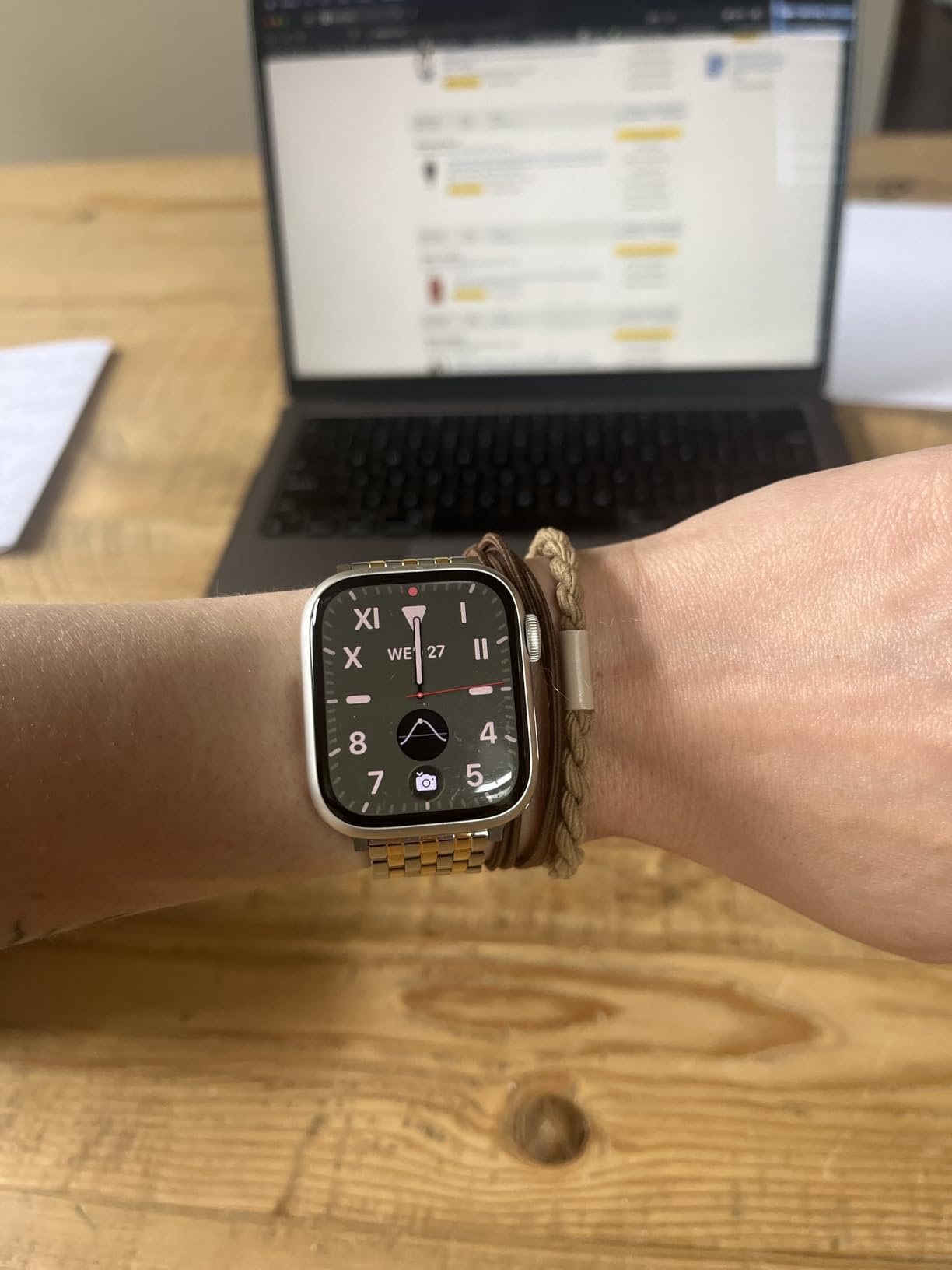 Seven-link Watch Band for Apple Watch Series 11, 10, 9, 8, 7, 6, 5, 4, 3, 2, 1 and SE 3/2/1 for Women, Dressy Stainless Steel Metal Band for iWatch customer photo 1