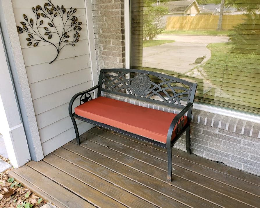 Favoyard Outdoor Bench Cushion 42 x 18 Inch Waterproof Patio Furniture Cushions 3-Year Color Fastness Garden Sofa Settee Couch Swing Pads with Handle and Attach Ties, Blue customer photo 2