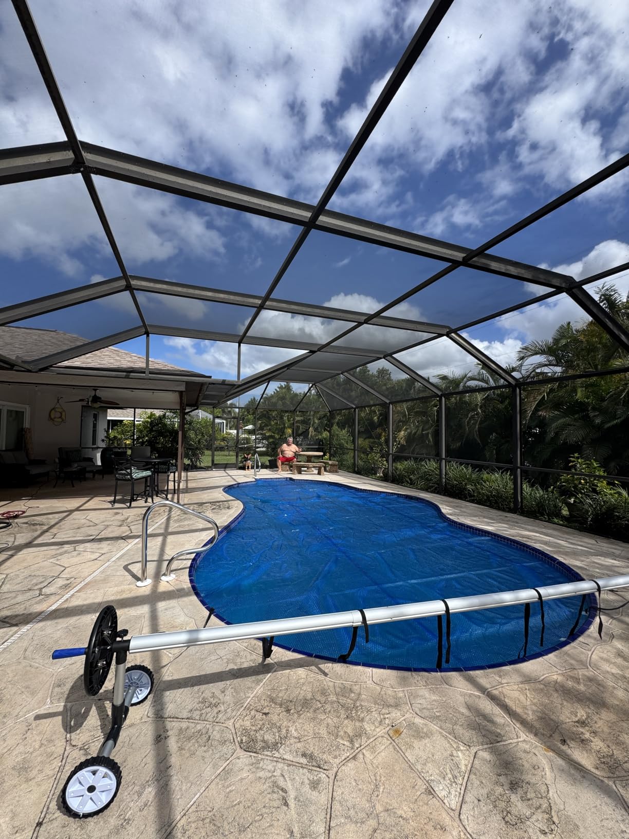 18FT Aluminum Solar Pool Cover Reel System - Adjustable In-Ground Swimming Pool Cover Roller, Easy-Crank Handle, Rust-Resistant Tube, Fits 6-18 ft Wide Pools customer photo 1