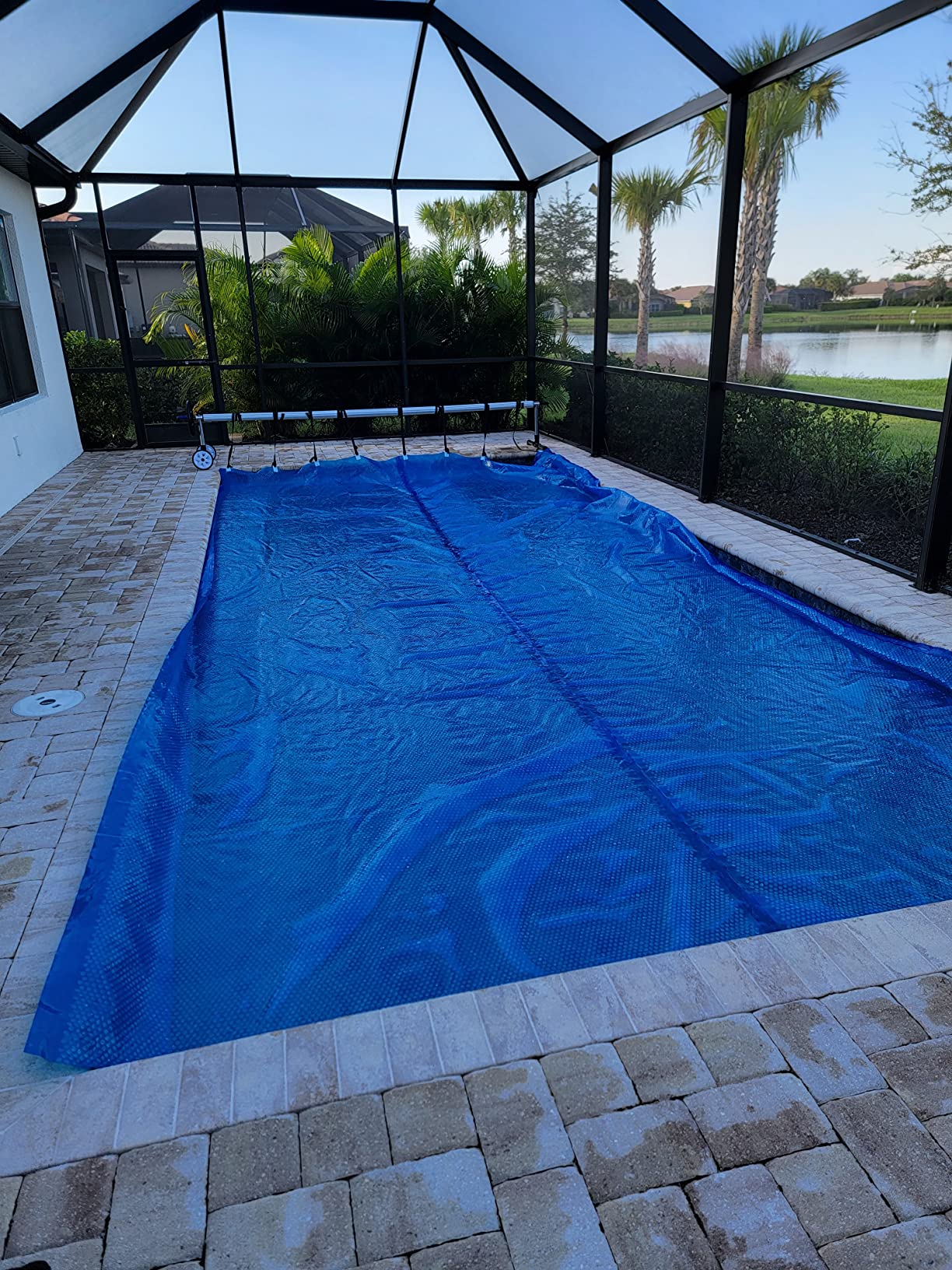 18FT Aluminum Solar Pool Cover Reel System - Adjustable In-Ground Swimming Pool Cover Roller, Easy-Crank Handle, Rust-Resistant Tube, Fits 6-18 ft Wide Pools customer photo 2