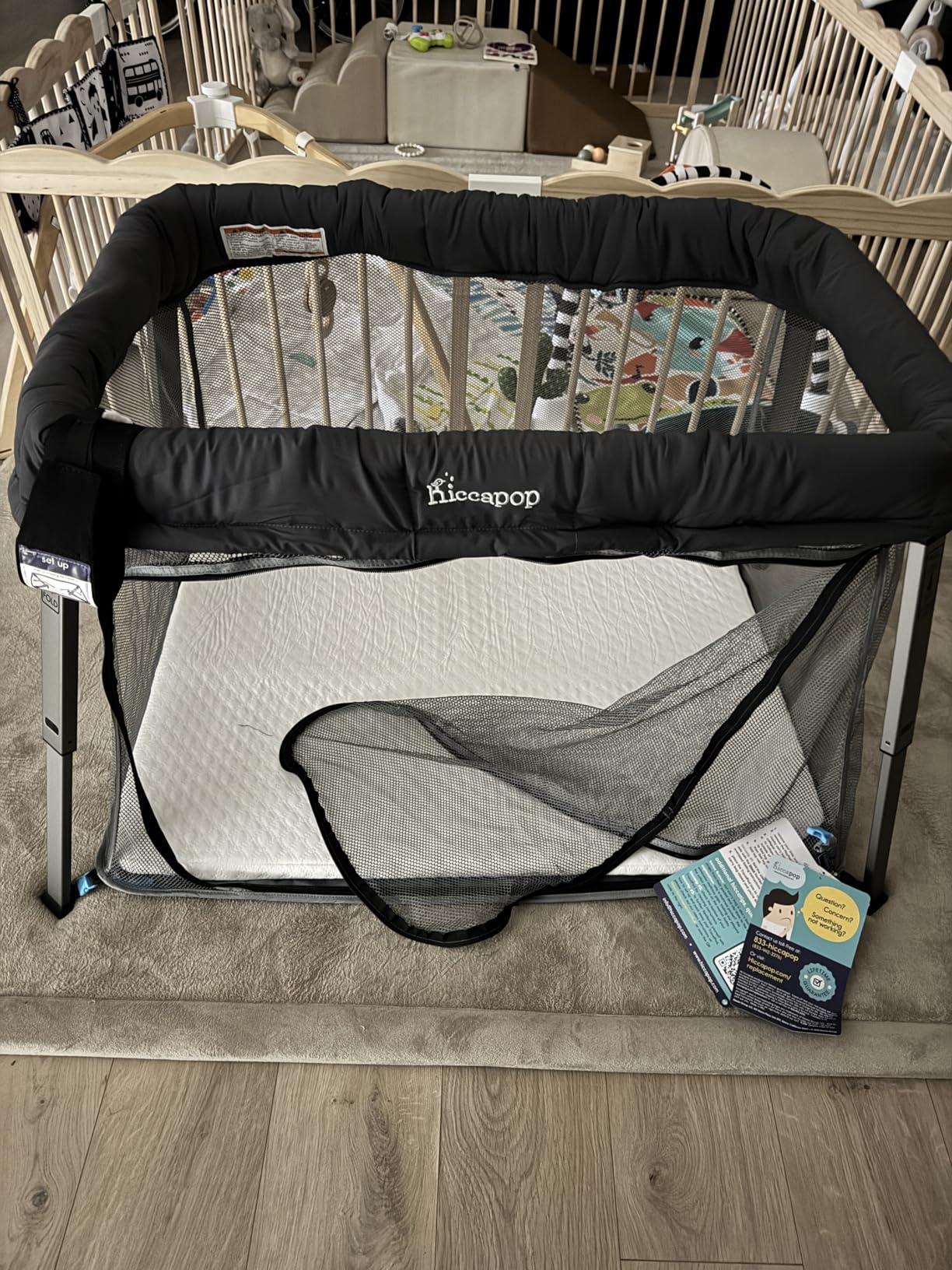 Hiccapop TravelPod Portable Crib for Baby - Lightweight Foldable Travel Crib with Zippered Door, Waterproof Base & Carry Bag customer photo 1