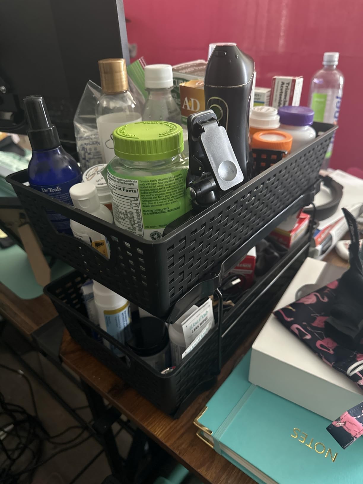Simple Houseware 2 Tier Bathroom Organizer Tray Pull-Out Sliding Drawer, Under Sink Storage, White customer photo 2