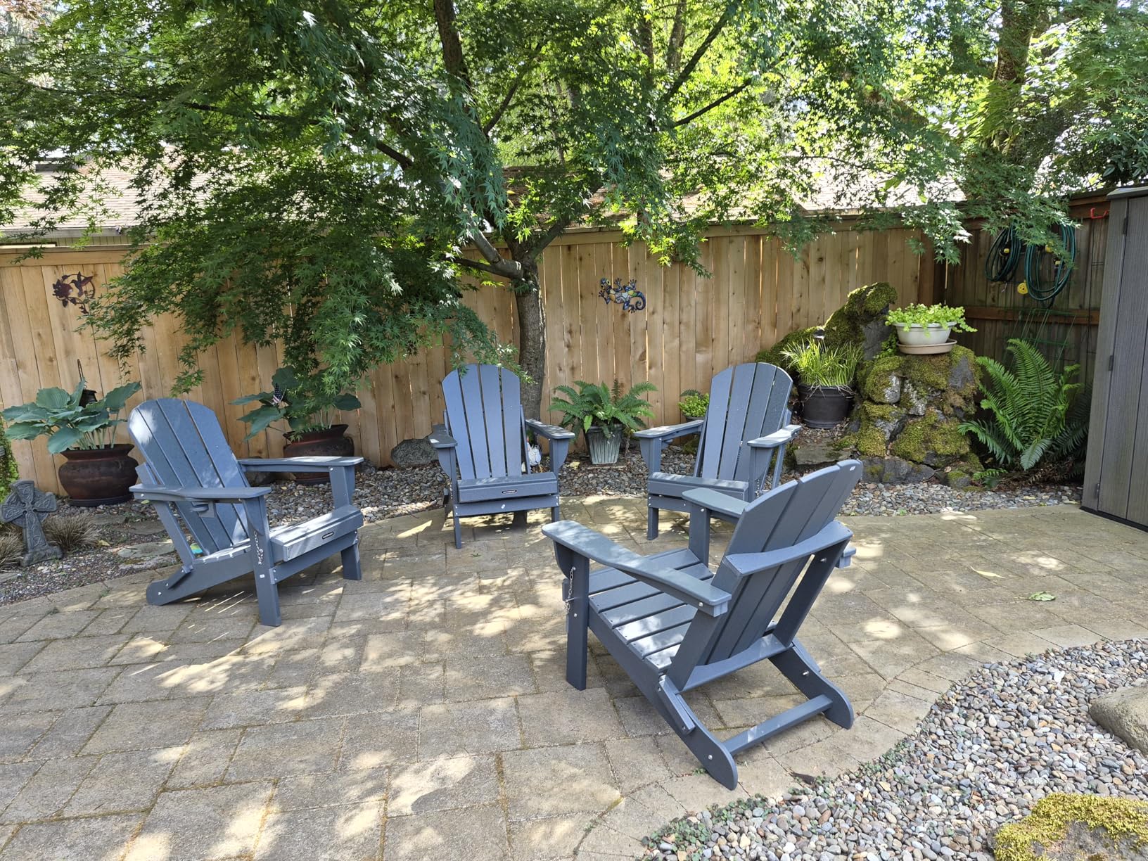 Folding Adirondack Chairs Patio Chairs Outdoor Adirondack Chair Weather Resistant Chair for Patio, Outside, Deck, Backyard, Fire Pit Chair, Campfire Chairs (Black) customer photo 1