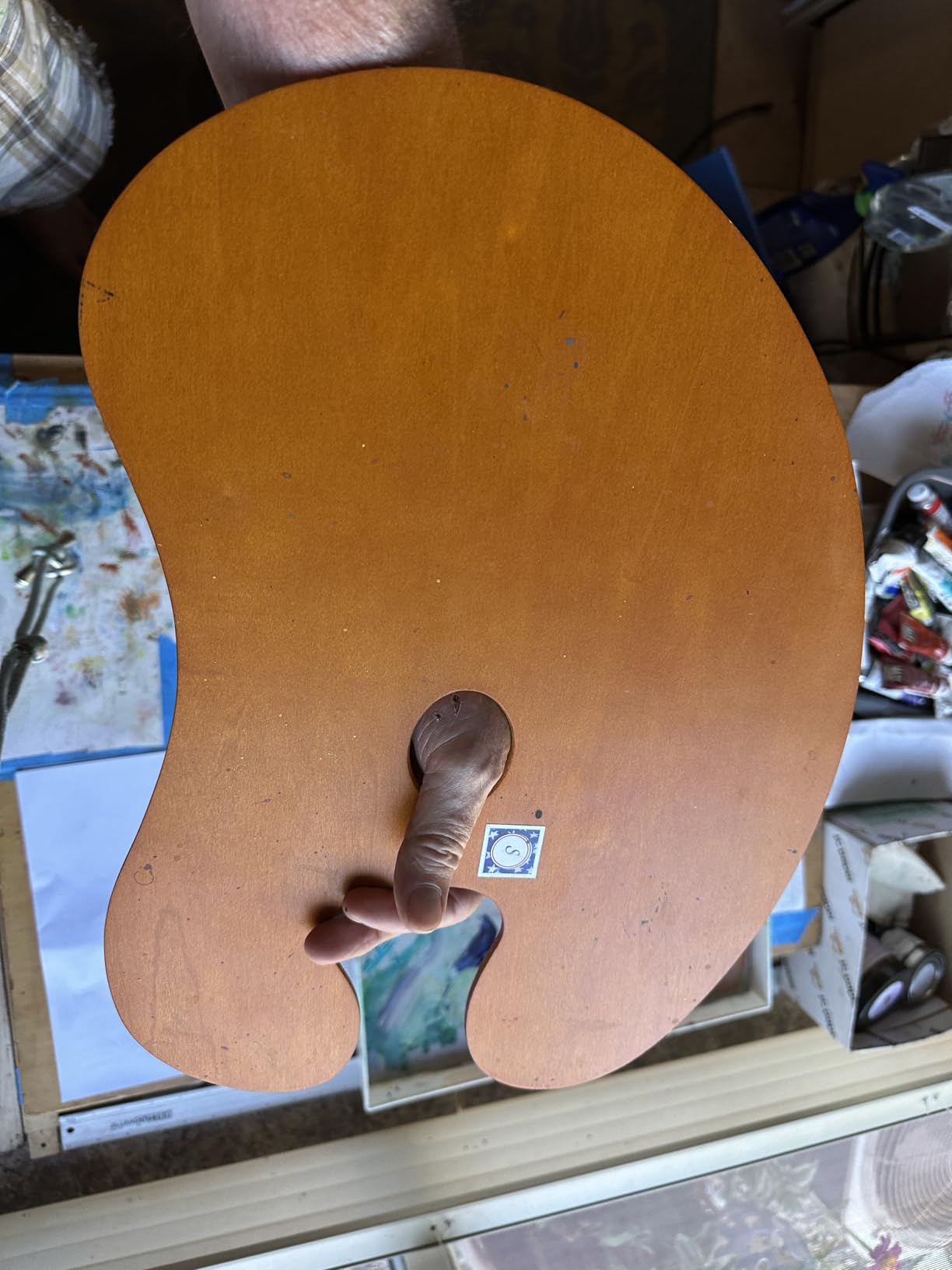 MEEDEN Wood Paint Palette - Artist Wooden Painting Palette for Oil Paint, Ergonomic Palette with Thumb Hole, Oval Shape customer photo 1