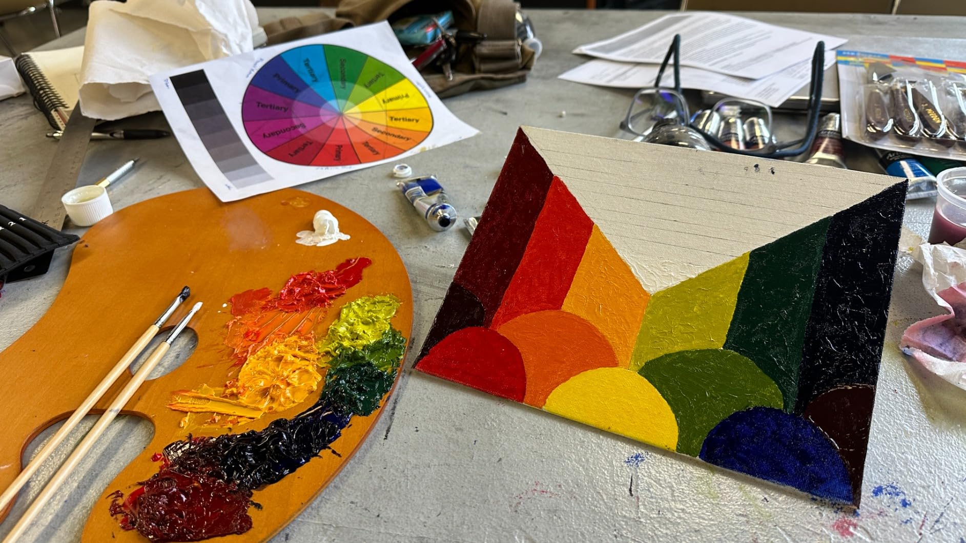 MEEDEN Wood Paint Palette - Artist Wooden Painting Palette for Oil Paint, Ergonomic Palette with Thumb Hole, Oval Shape customer photo 2