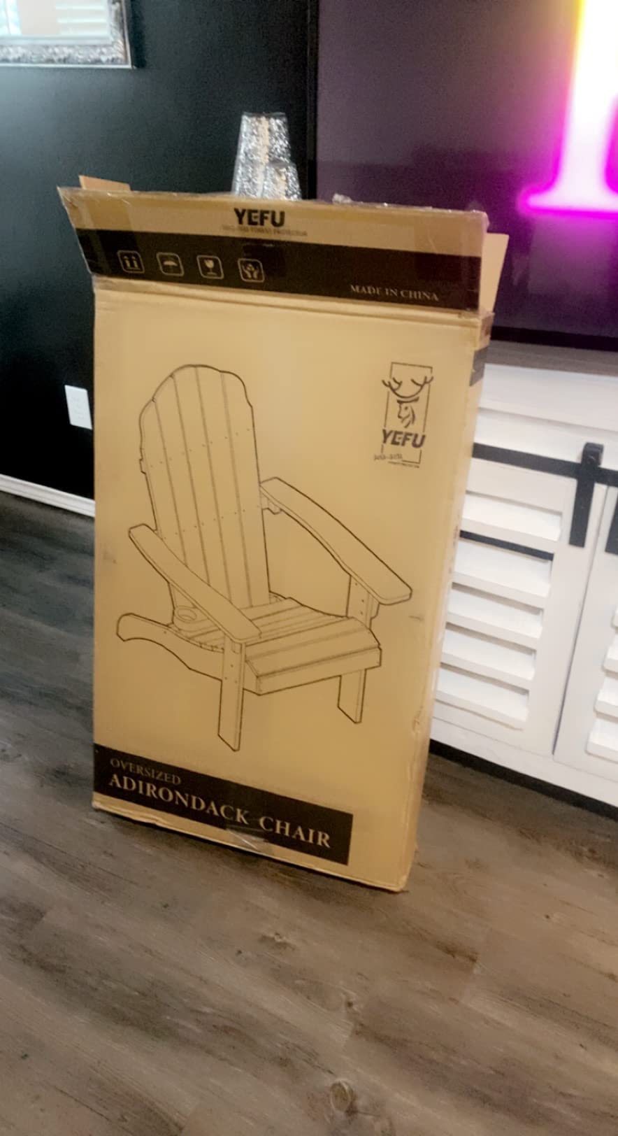 Oversized Adirondack Chair with Cup-Holder, Plastic Outdoor Fire Pit Chair, Weather Resistant, Poly Lumber Chair, Used in Patio, Lawn, Deck, Heavy Duty, Weight Capacity 450lbs - Navy Blue customer photo 2