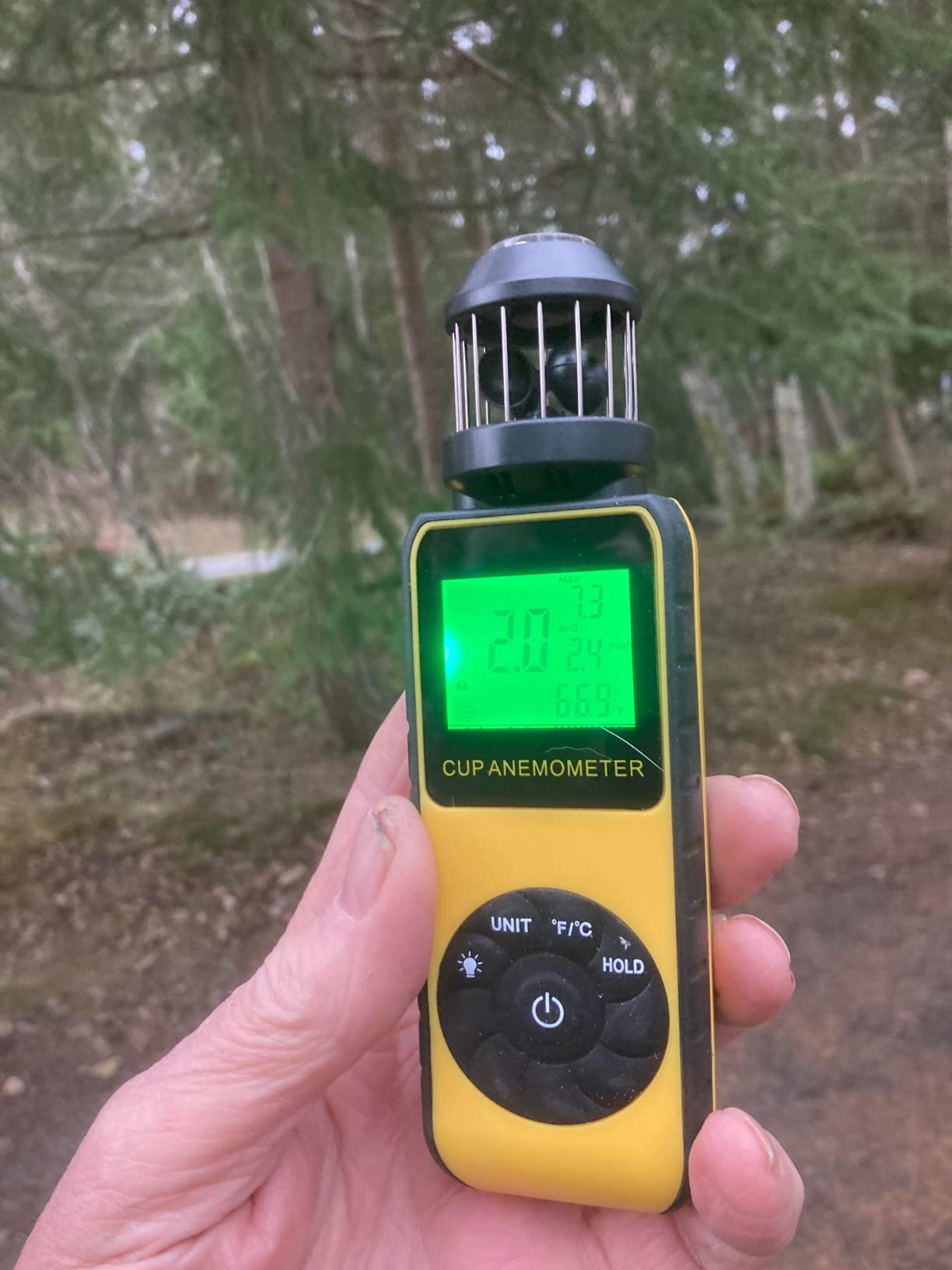 AIOMEST AI-881M Handheld Wind Cup Anemometer with Direction, Digital Wind Speed Meter Gauge Measure 1.5~93MPH Air Flow Velocity, Wind Temp for Outdoor Hunting Shooting Drone Surfing HVAC customer photo 1