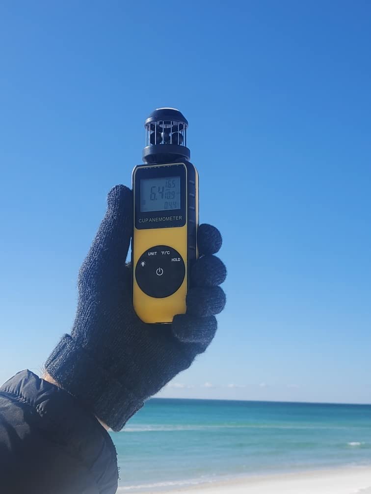 AIOMEST AI-881M Handheld Wind Cup Anemometer with Direction, Digital Wind Speed Meter Gauge Measure 1.5~93MPH Air Flow Velocity, Wind Temp for Outdoor Hunting Shooting Drone Surfing HVAC customer photo 2