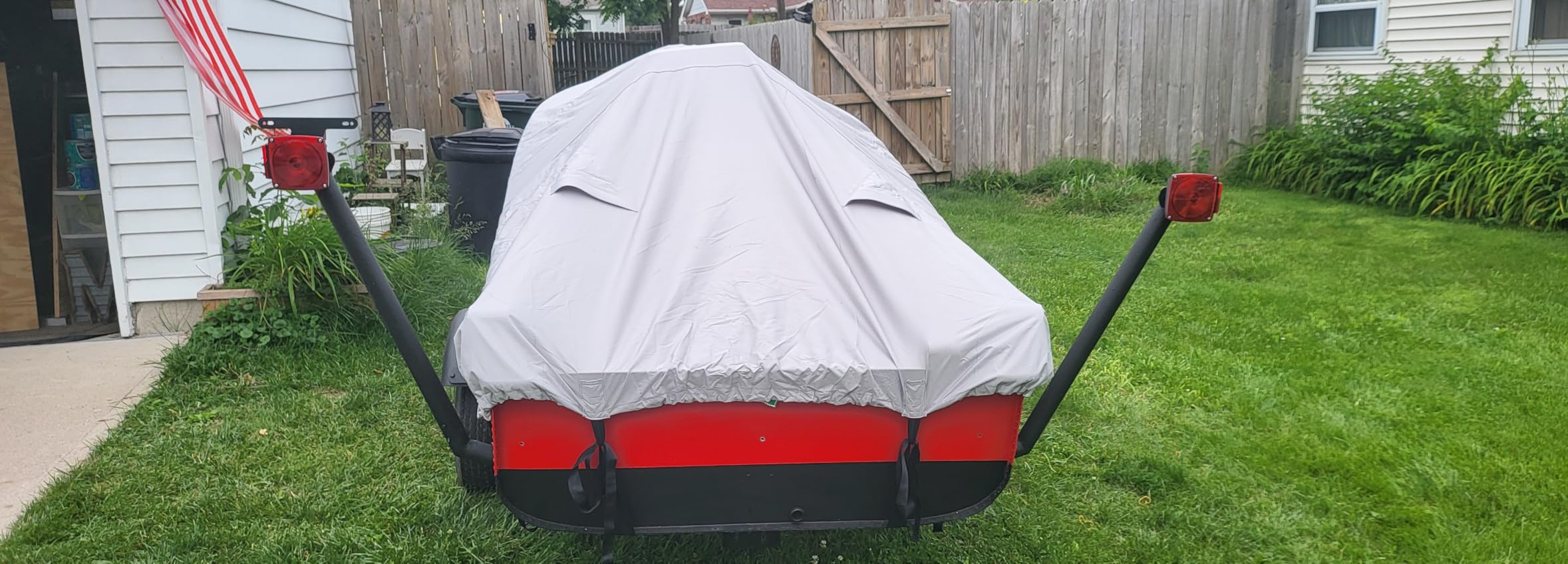 Vinpatio Pontoon Boat Cover with Motor Cover, 800D Solution-Dyed Heavy Duty Polyester Cover, UV Resistant Marine Grade Waterproof Covers Fits 25'-28' L, Grey customer photo 1