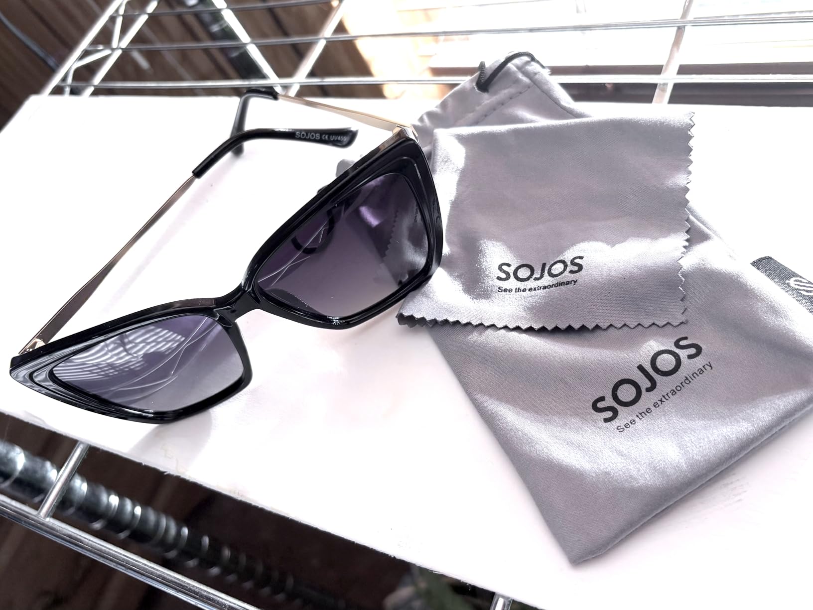 SOJOS Trendy Polarized Sunglasses For Women Retro Womens Oversized Square Cat Eye Sun Glasses UV Protection SJ2206 customer photo 2