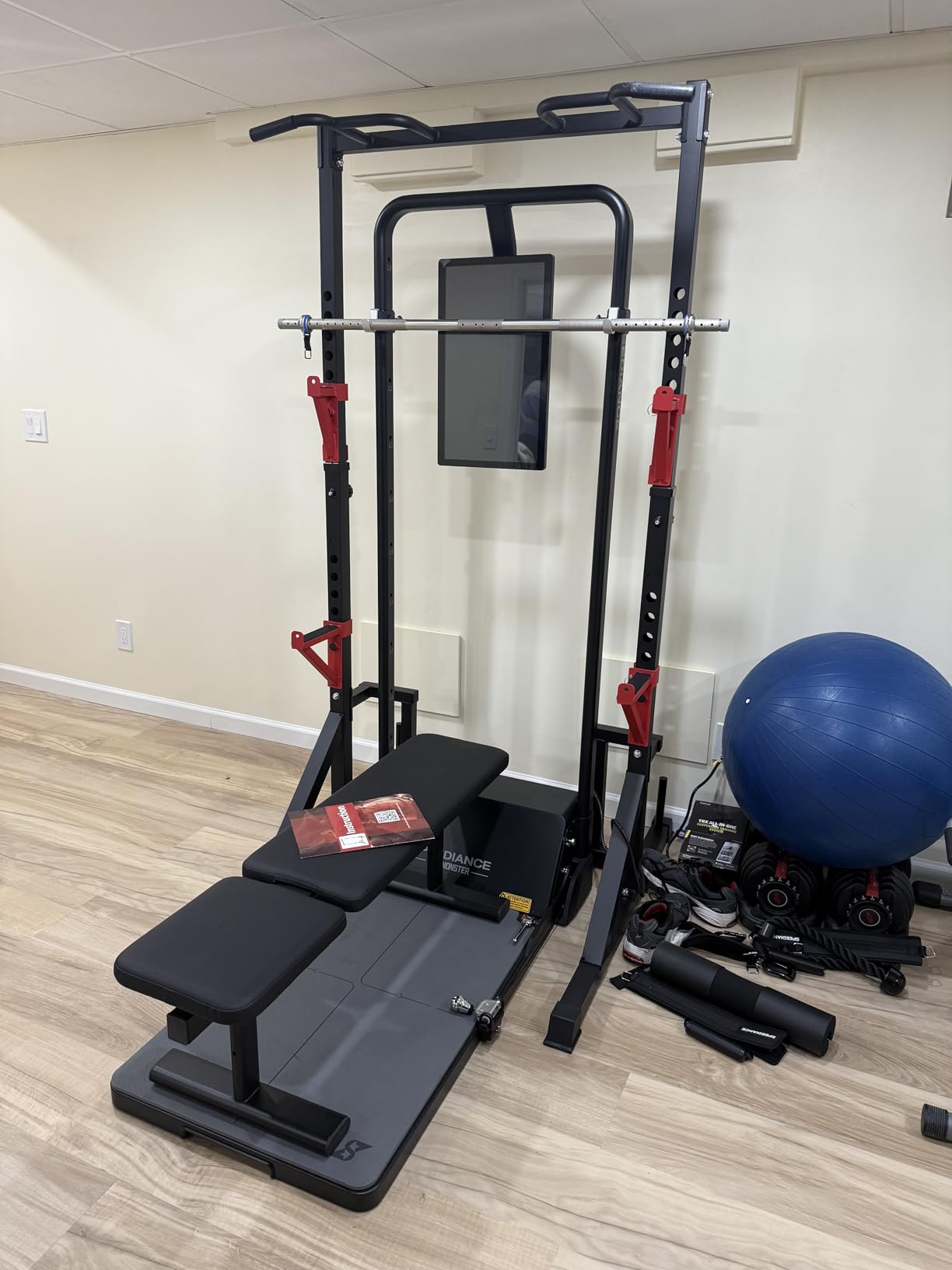CANPA Multifunction Power Rack with Pull up Bar, Heavy Capacity and Adjustable Squat Stand Rack customer photo 1
