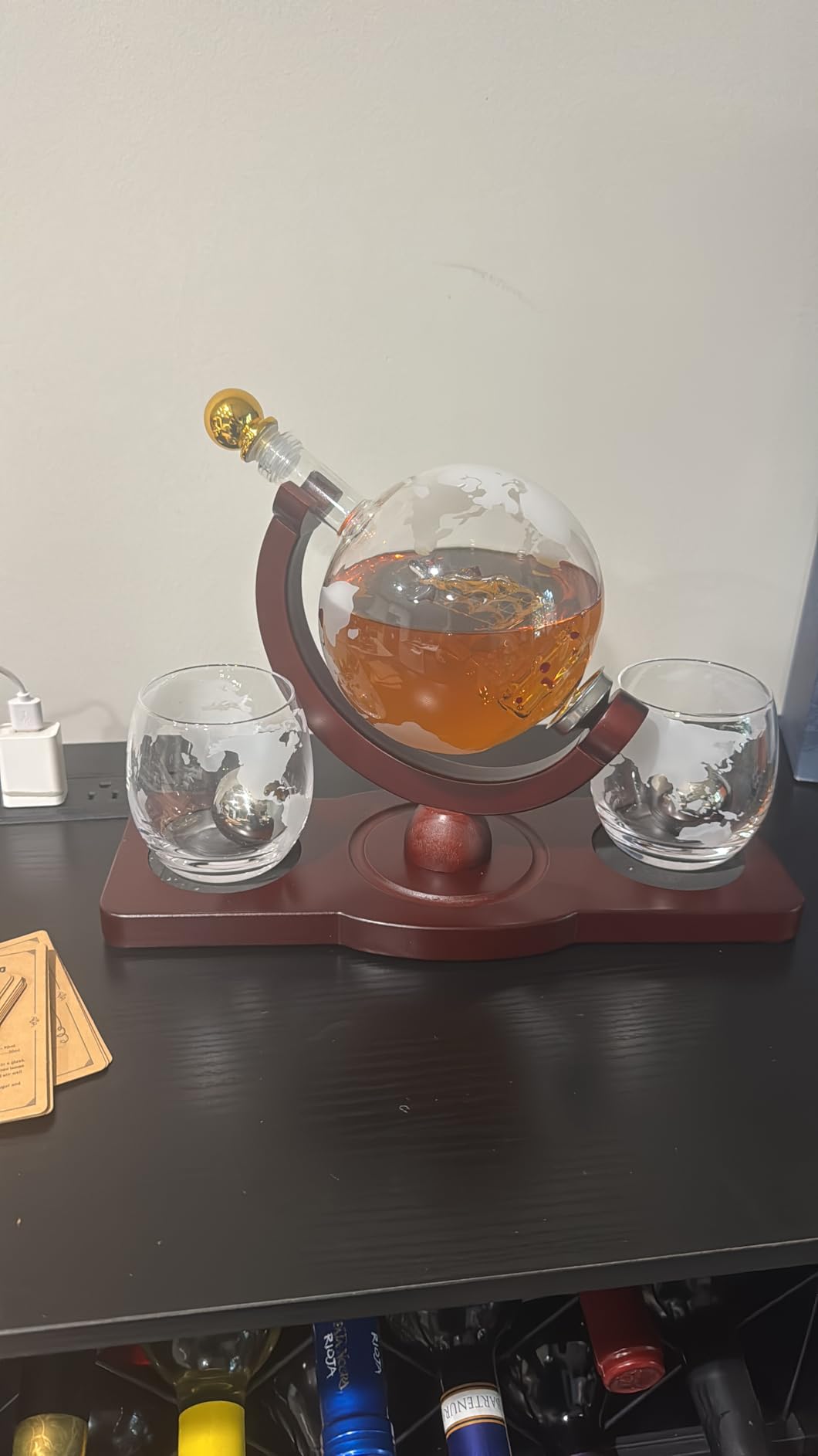 PONPUR Gifts for Men Dad, Whiskey Decanter Globe Set with 2 Ball Stones & 2 Glasses customer photo 1