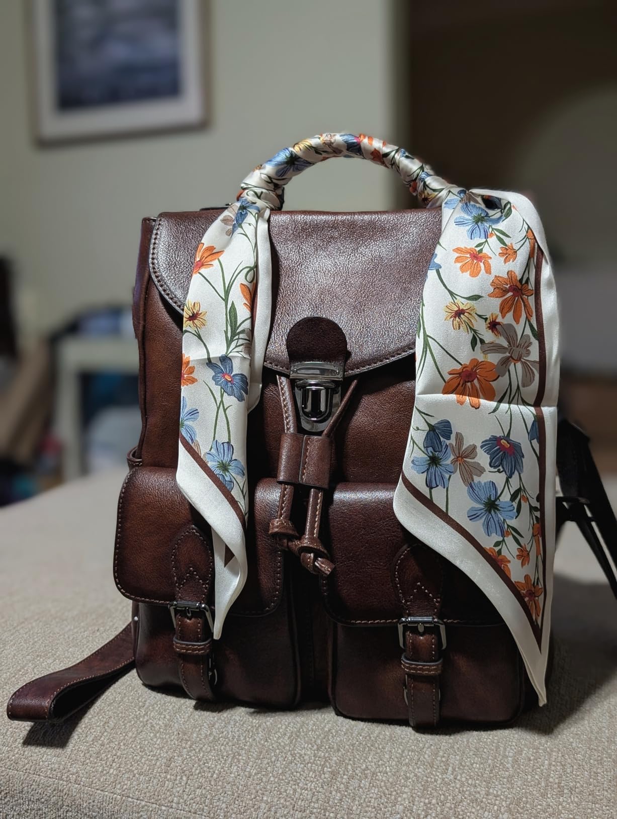 Women Vintage Genuine Leather Backpack Purse Fashion Rucksack Practical and Stylish Retro Daypack Bag (Brown) customer photo 1