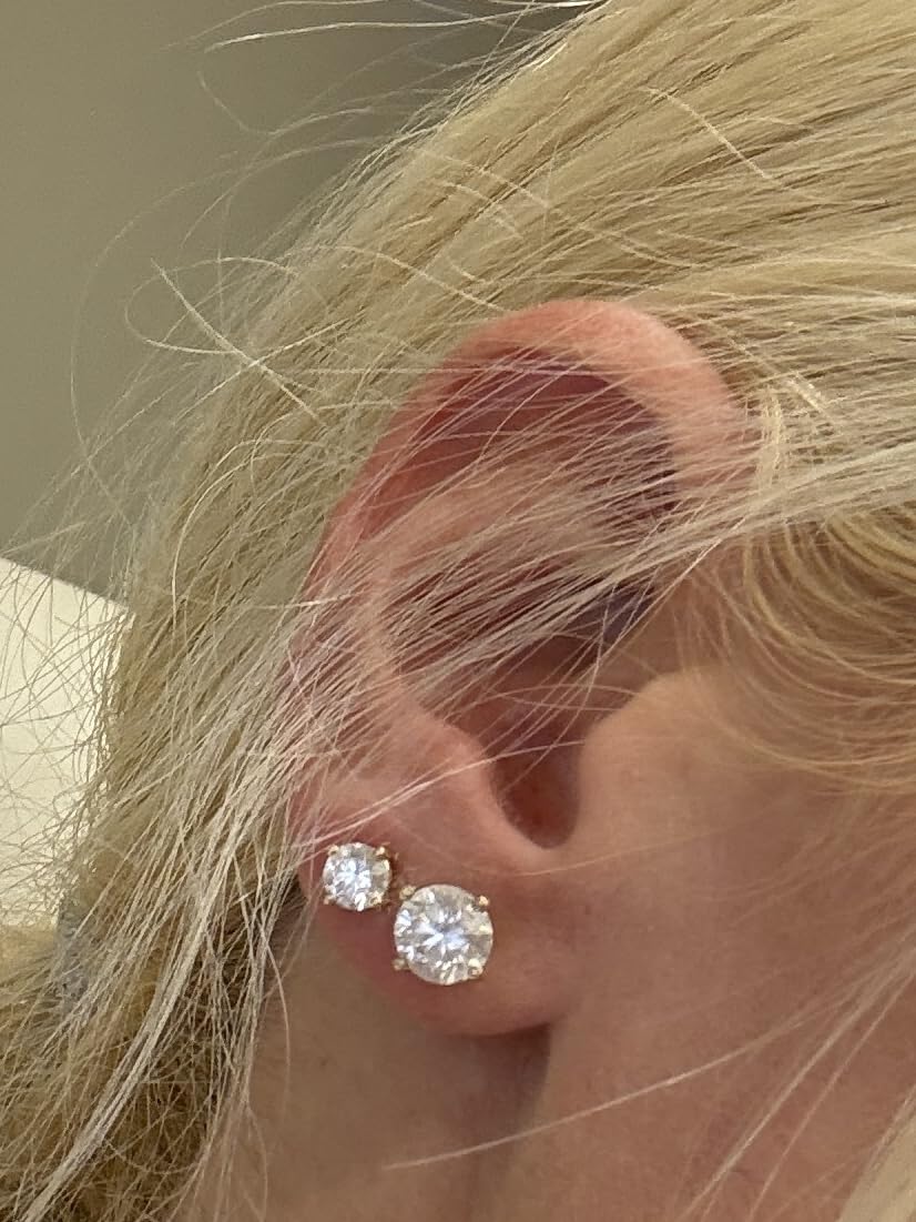 0.5 to 12 Carat 14K White Gold Round Shape IGI Certified LAB GROWN Diamond Stud Earrings for Women 4 Prong Push Back (E/F Color VS2/SI1 Clarity) customer photo 2