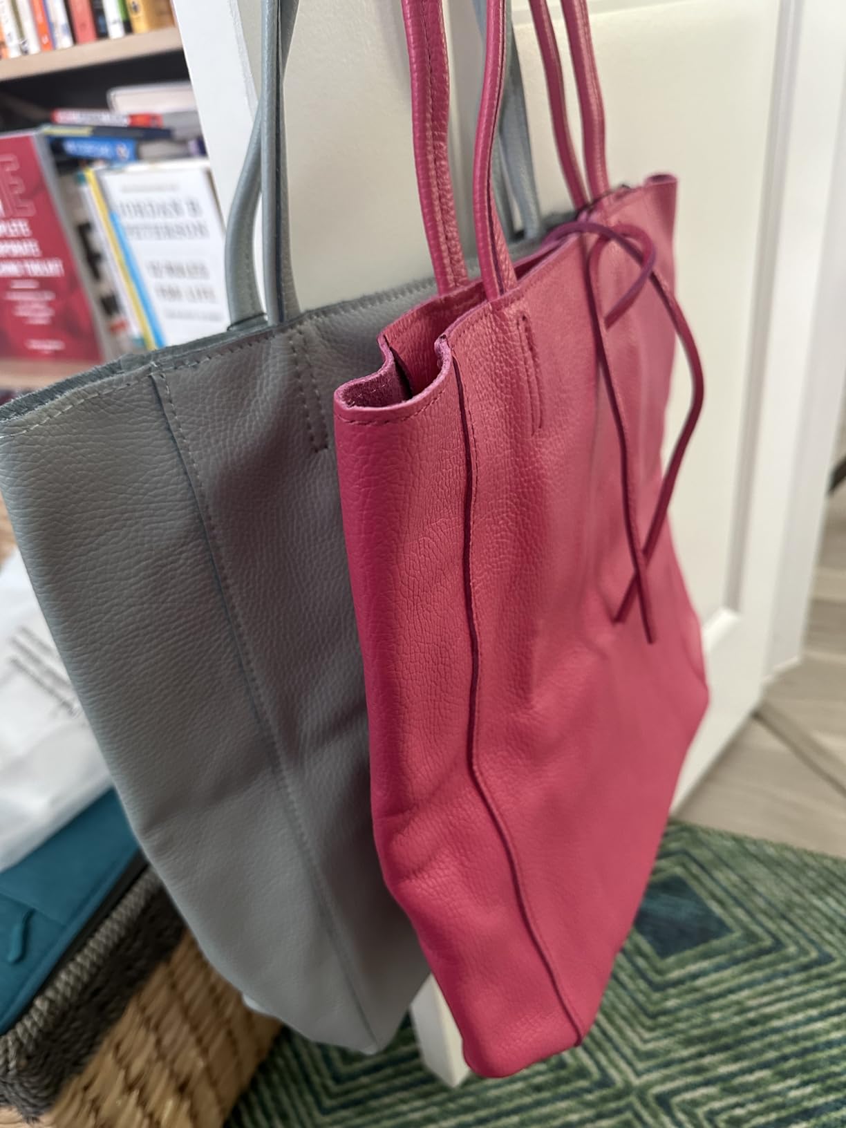 Italian Calf Leather Tote for Women with Zipper, Inner Pocket & Flat Base | Soft Unlined Shopper for Work & Travel customer photo 2
