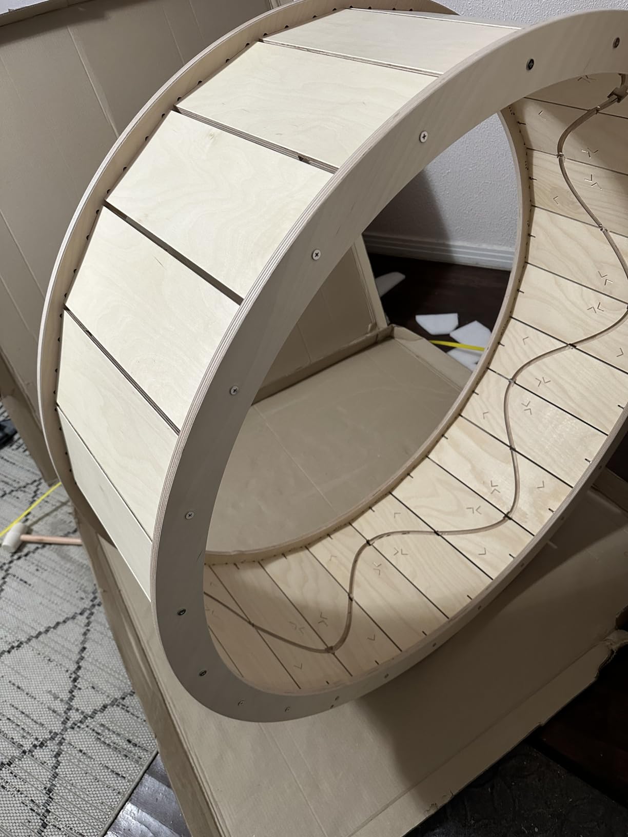 Star Cat Wheel, Cat Treadmill, Exercise Wheel for Running, Spinning, Scratching, and Climbing for Indoor Cats, Premium Birch Wood, Eco-Friendly, Moving Fish, Wide Running Track, 47.2 inch XL Size customer photo 2