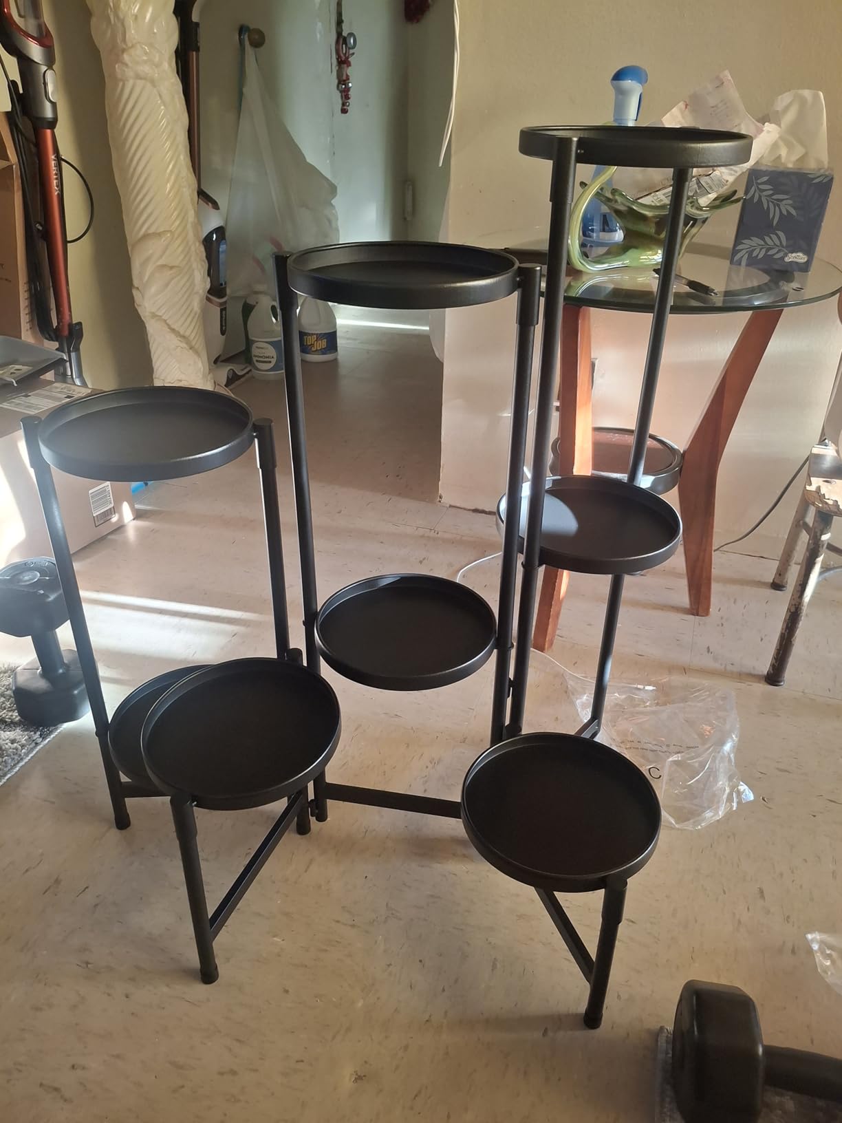 iDavosic.ly Plant Stand Indoor Outdoor, 5 Tier Corner Metal Flower Display Holder Shelf, Folding Tall Orchid Rack for Patio Balcony Porch Garden Living Room House, Black customer photo 2