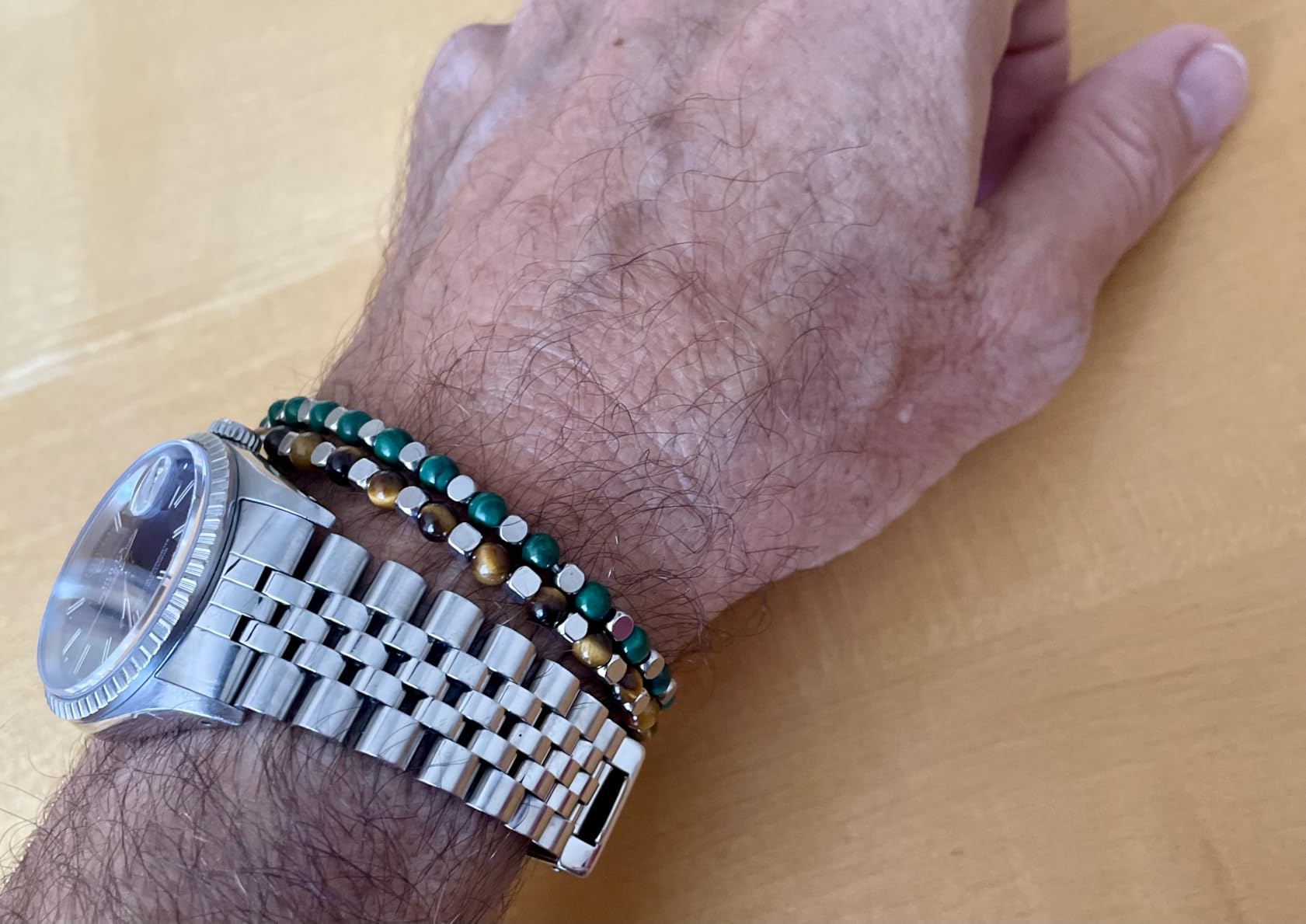 GAVU Italian Men's Beaded Bracelet, Crystal Bracelet for Men 4mm customer photo 1