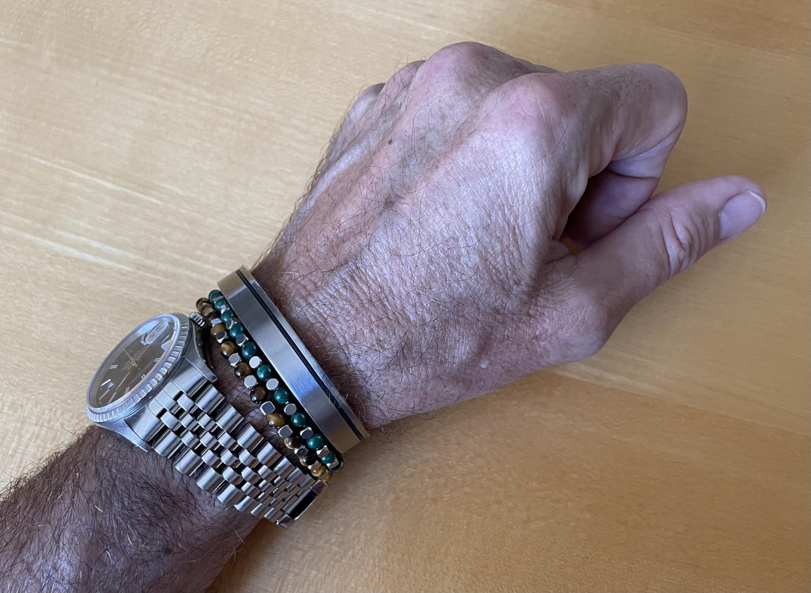 GAVU Italian Men's Beaded Bracelet, Crystal Bracelet for Men 4mm customer photo 2