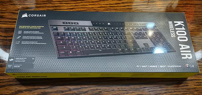 Corsair K100 AIR Wireless RGB Mechanical Gaming Keyboard - Ultra-Thin, Sub-1ms Slipstream, Low-Latency Bluetooth, Cherry MX Ultra Low Profile Keyswitches - NA Layout, QWERTY - Black customer photo 1